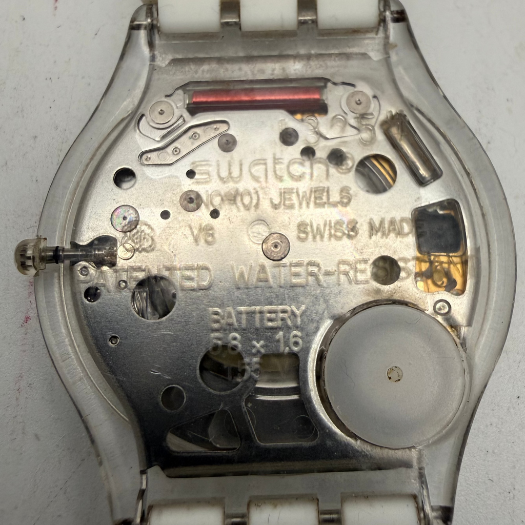 Swatch Ladies Silver Dial Patterned Silicone Strap Quartz Watch AG 2008 (Fully Tested and Working)- £35.00