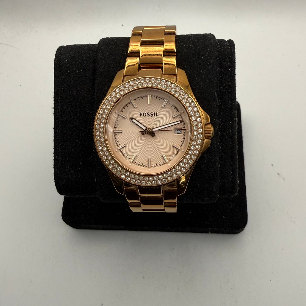 Fossil AM4454 Rose Gold-Tone Crystal Bezel Ladies Quartz Watch (Fully Tested and Working)- £35.00