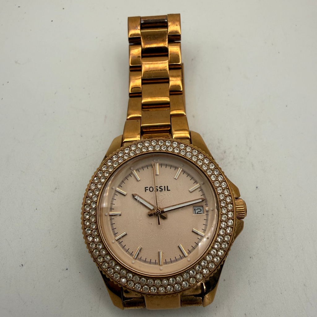 Fossil AM4454 Rose Gold-Tone Crystal Bezel Ladies Quartz Watch (Fully Tested and Working)- £35.00