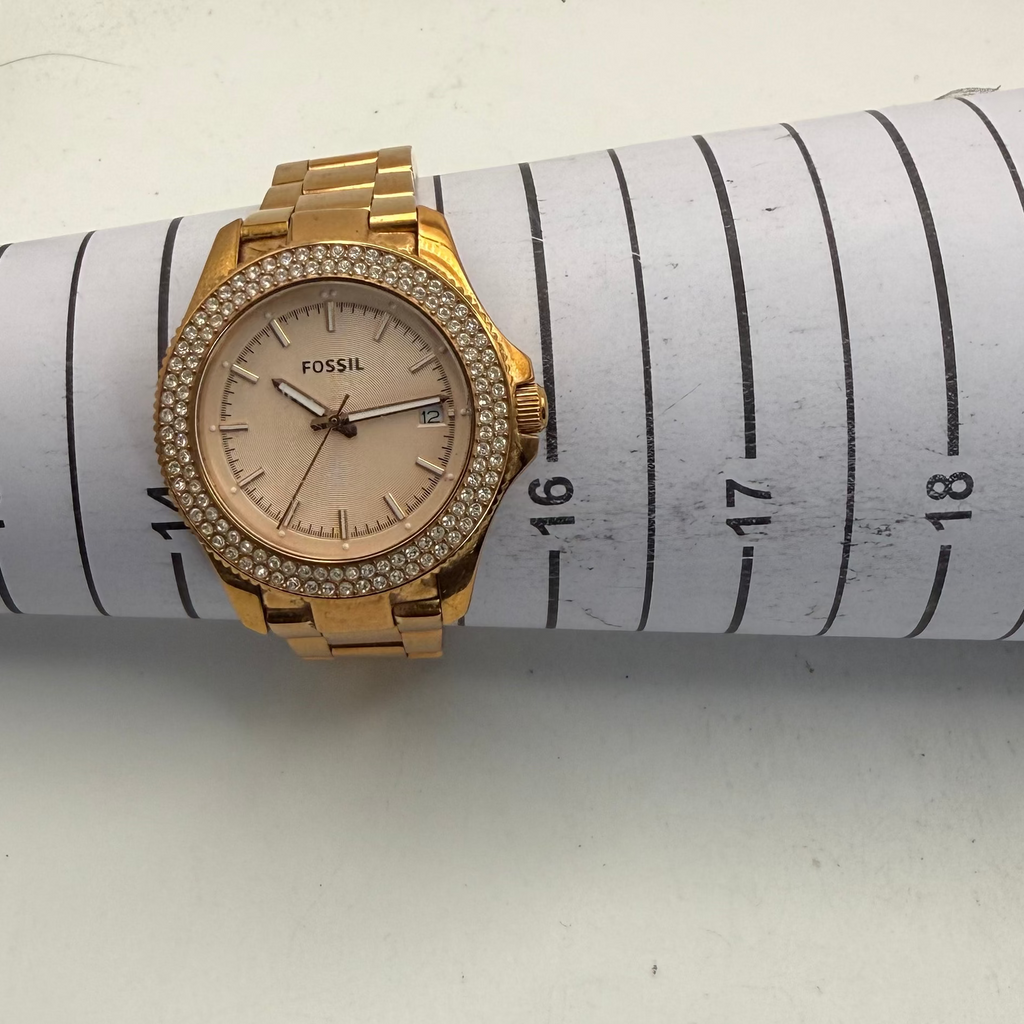 Fossil AM4454 Rose Gold-Tone Crystal Bezel Ladies Quartz Watch (Fully Tested and Working)- £35.00