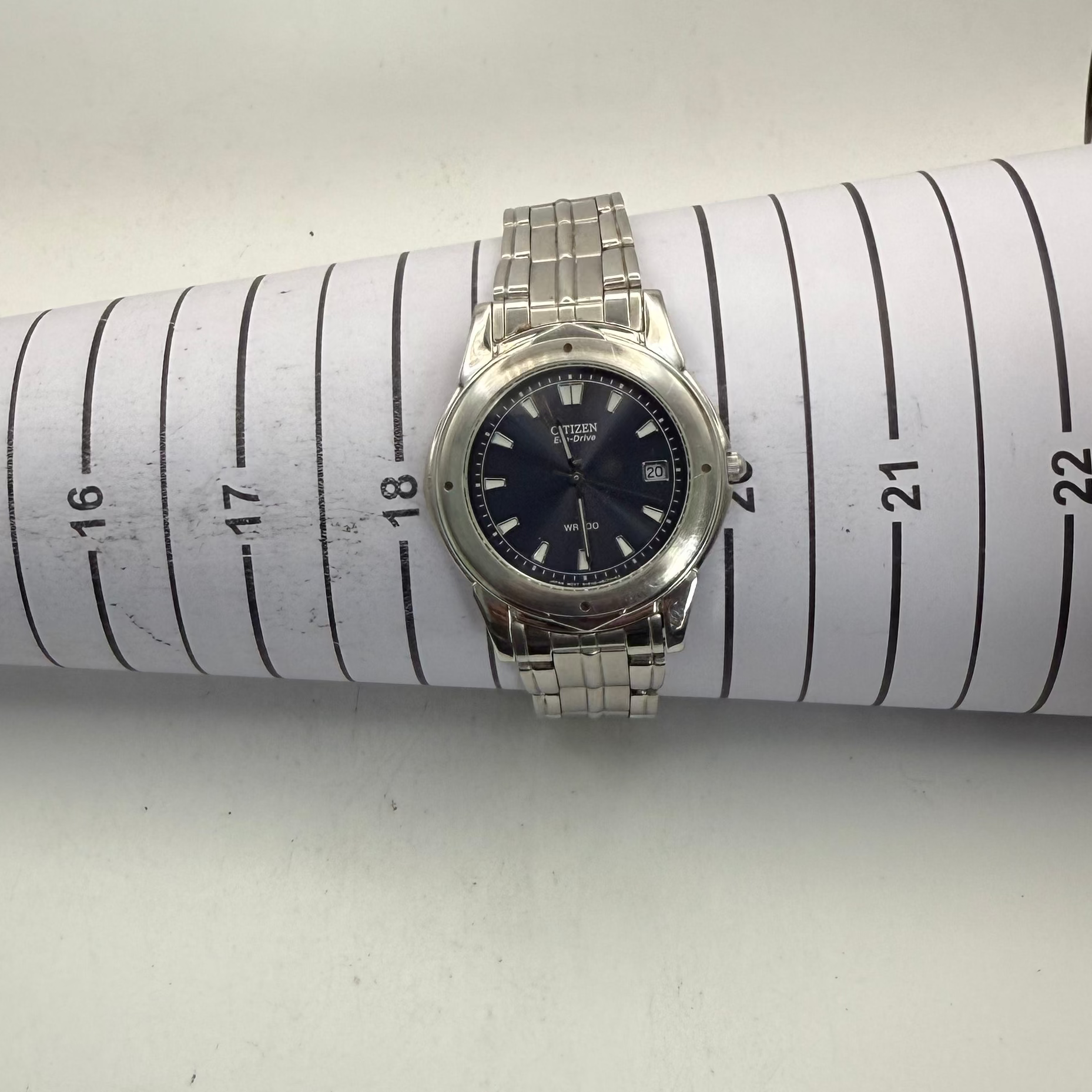 Citizen Eco-Drive E110 Blue Dial Stainless Steel Men's Watch (Fully Tested and Working)- £60.00