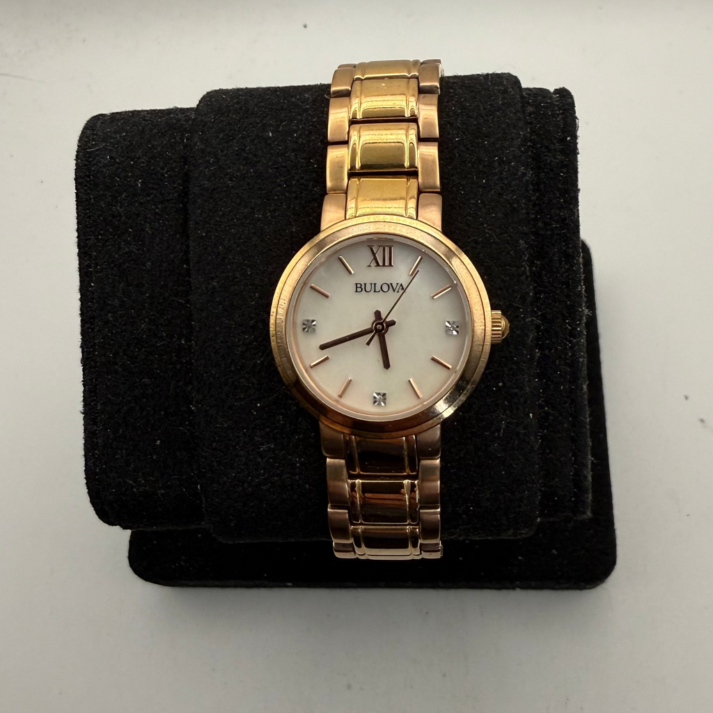 Bulova Rose Gold Tone Mother of Pearl Dial Ladies Watch (Fully Tested and Working)- £65.00