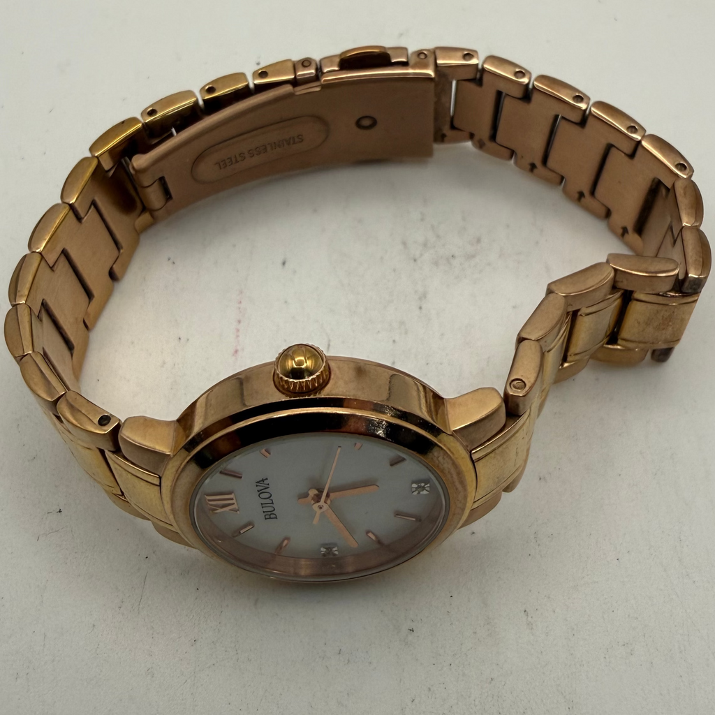 Bulova Rose Gold Tone Mother of Pearl Dial Ladies Watch (Fully Tested and Working)- £65.00