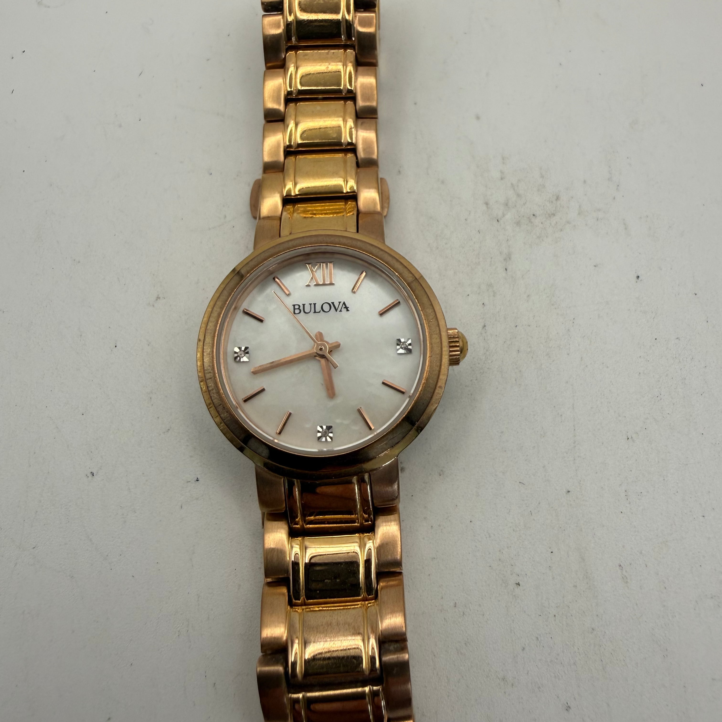 Bulova Rose Gold Tone Mother of Pearl Dial Ladies Watch (Fully Tested and Working)- £65.00