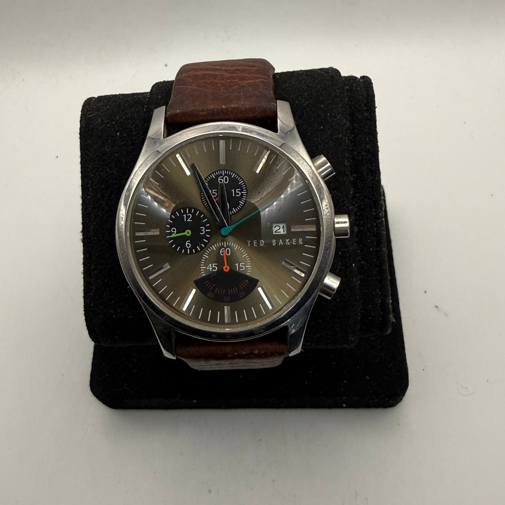 Ted Baker Chronograph Brown Leather Men's Watch Date Quartz (Fully Tested and Working)- £35.00