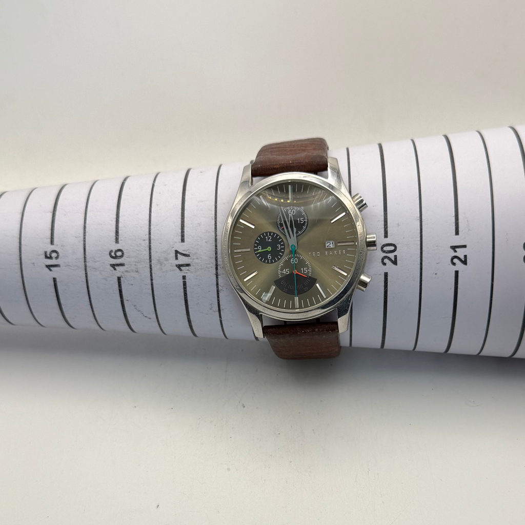 Ted Baker Chronograph Brown Leather Men's Watch Date Quartz (Fully Tested and Working)- £35.00