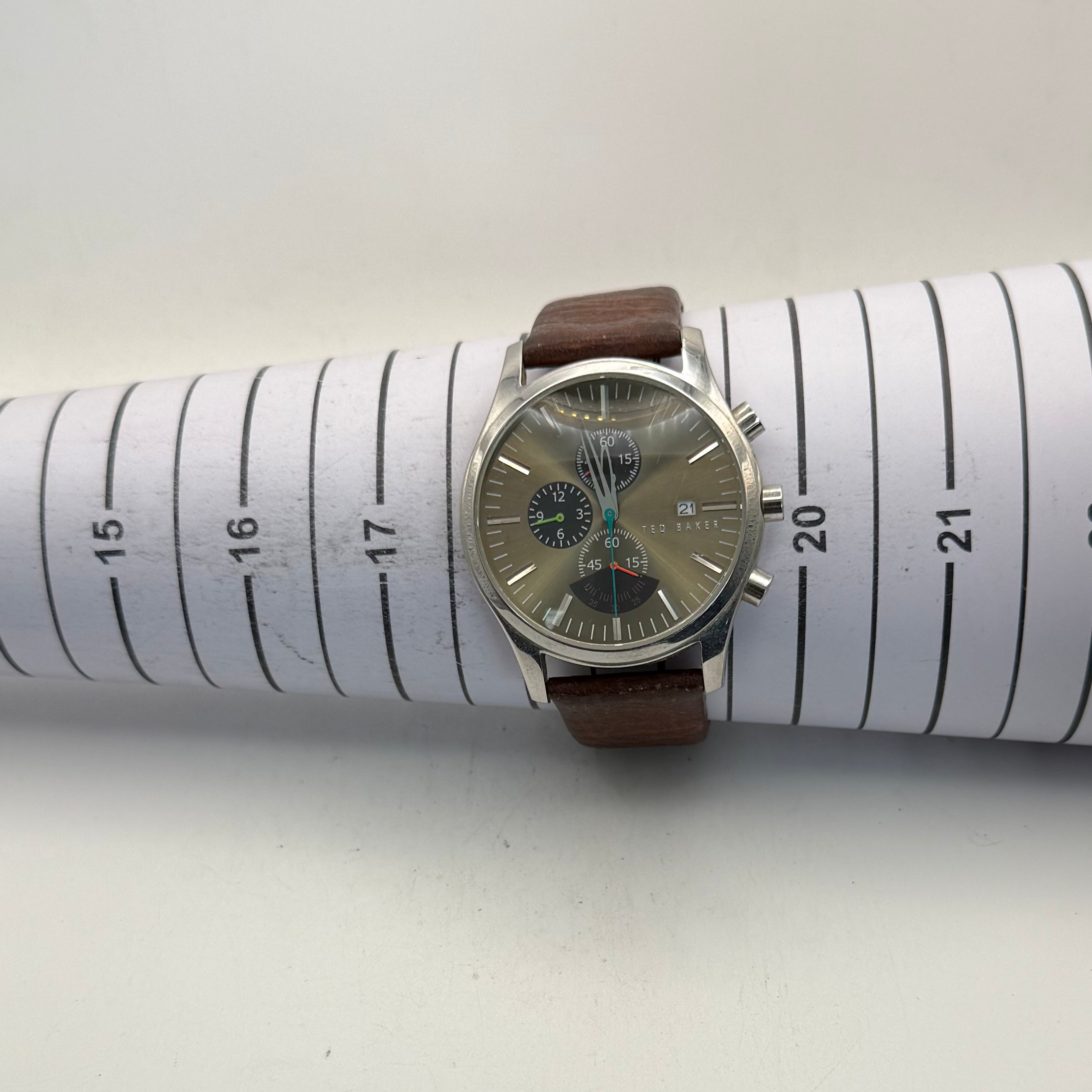 Ted Baker Chronograph Brown Leather Men's Watch Date Quartz (Fully Tested and Working)- £35.00