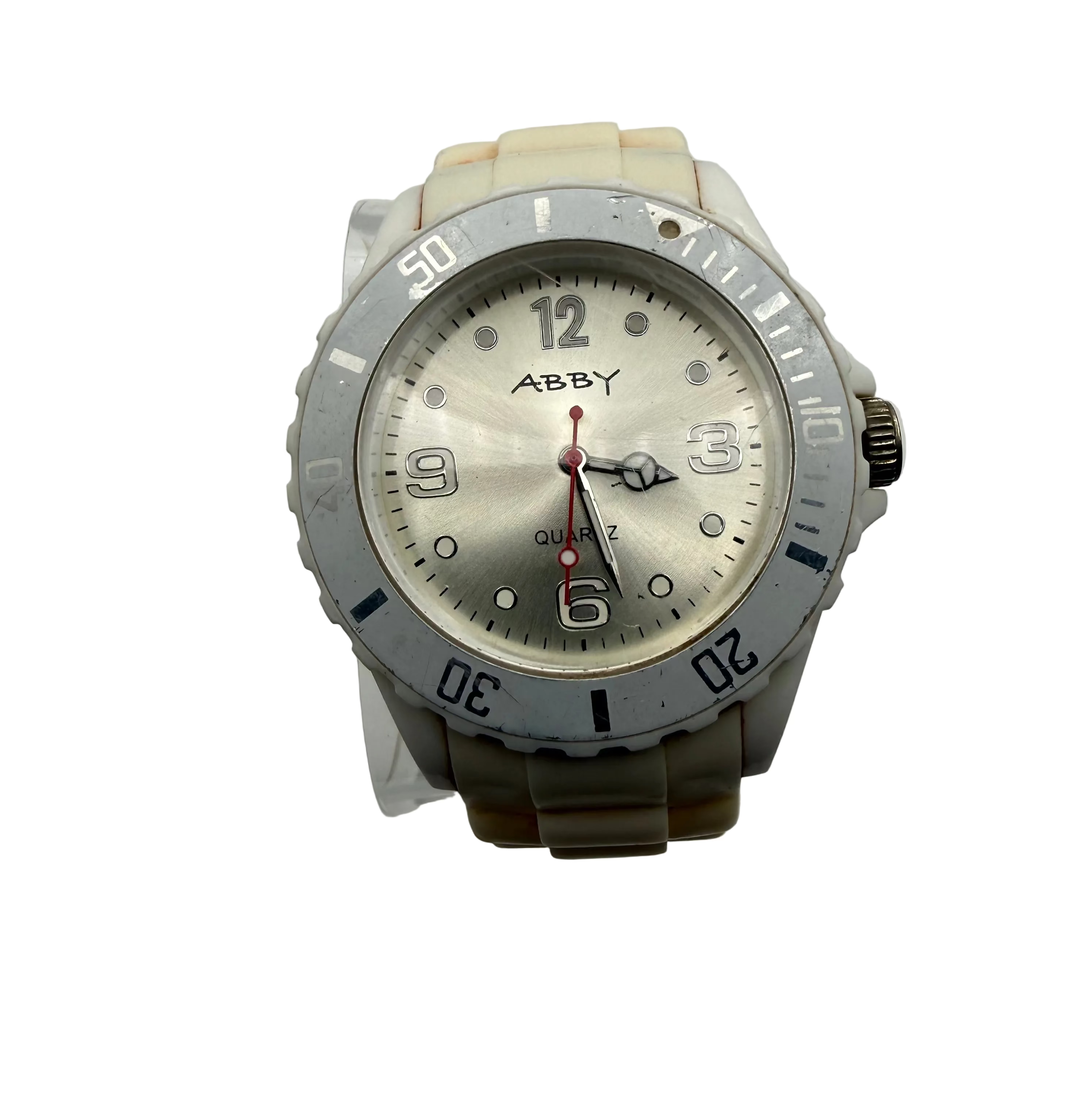 ABBY Gallery quartz watch featuring a clean silver sunburst dia- £9.99