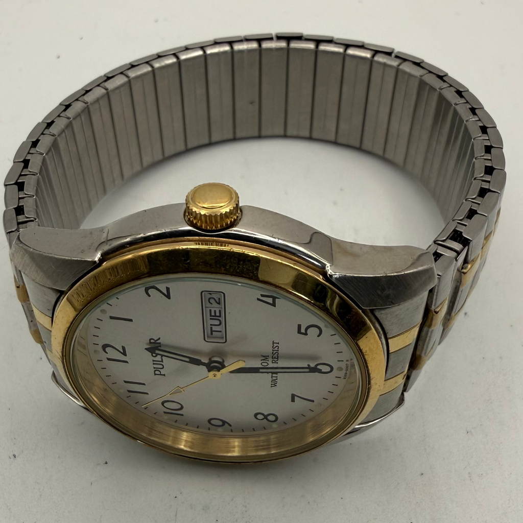Pulsar Two-Tone Day/Date Quartz Men's Watch 100M (Fully Tested and Working)- £45.00