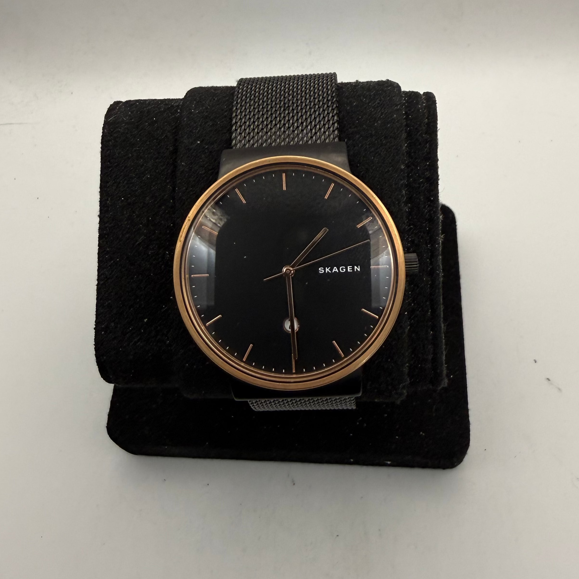 Skagen Ancher SKW6296 Black & Rose Gold Mesh Quartz Watch 42mm (Fully Tested and Working)- £45.00