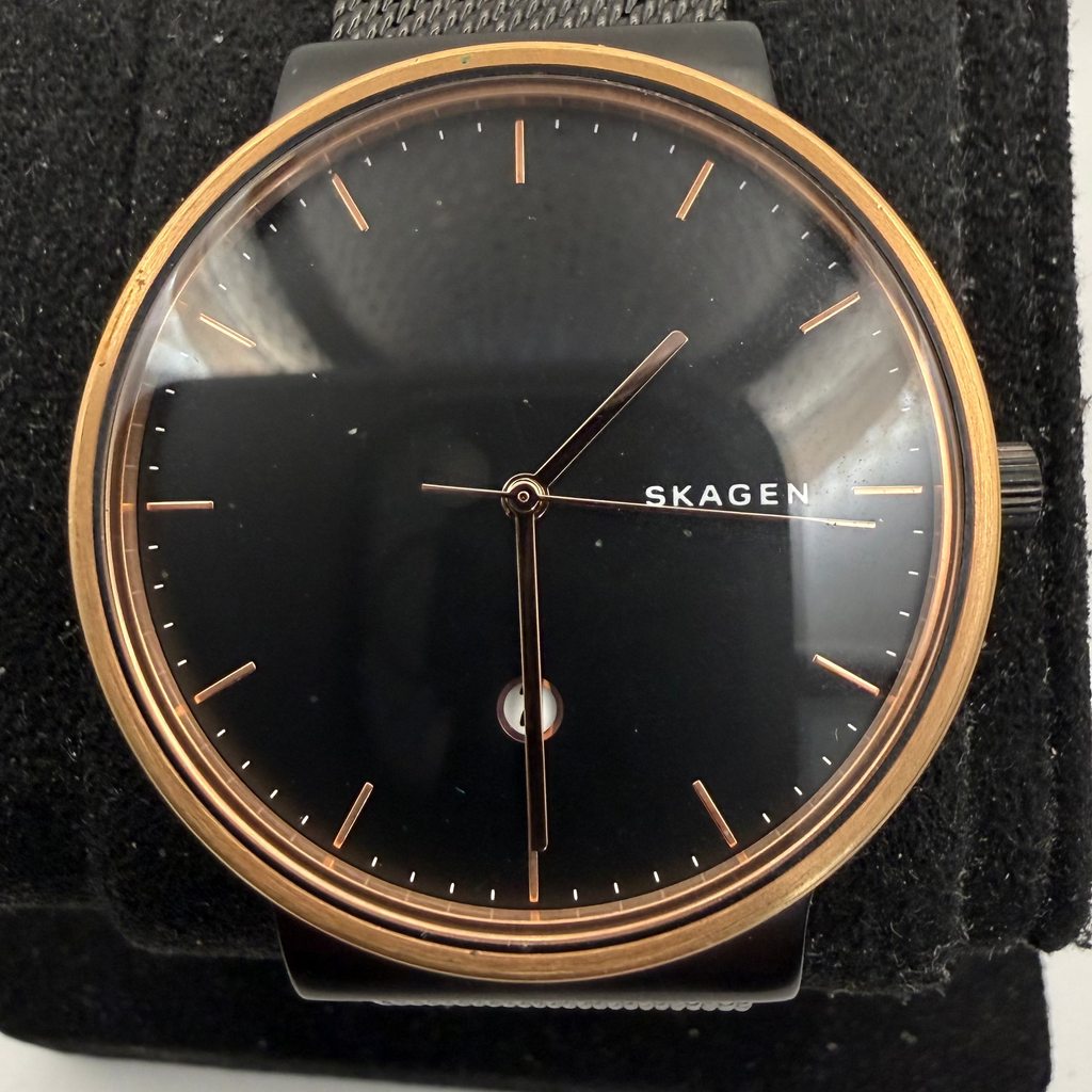Skagen Ancher SKW6296 Black & Rose Gold Mesh Quartz Watch 42mm (Fully Tested and Working)- £45.00