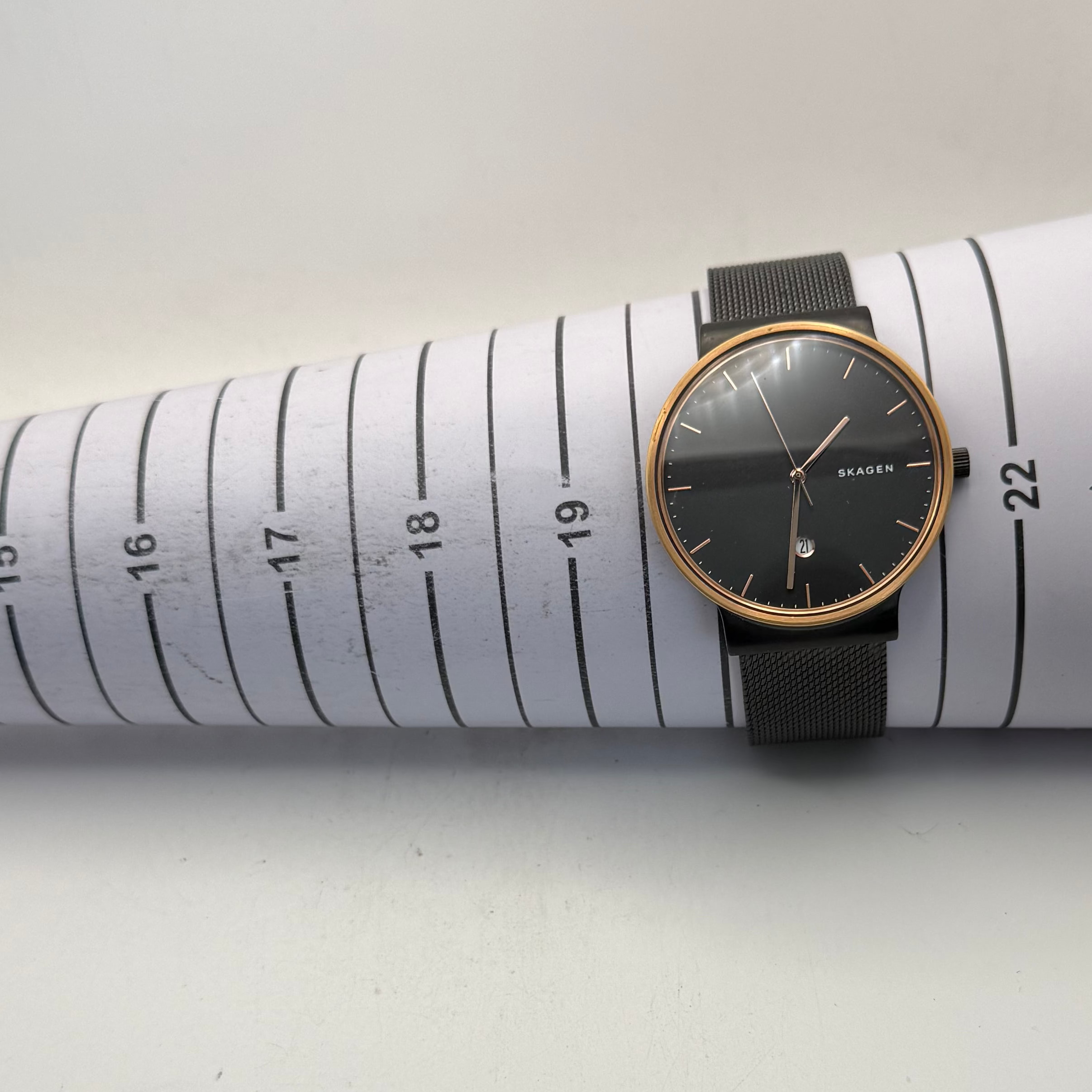 Skagen Ancher SKW6296 Black & Rose Gold Mesh Quartz Watch 42mm (Fully Tested and Working)- £45.00