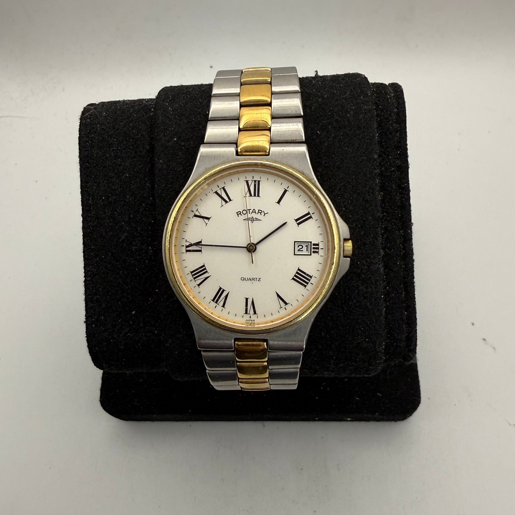 Rotary Two Tone White Roman Dial Quartz Date Watch 35mm (Fully Tested and Working- £35.00