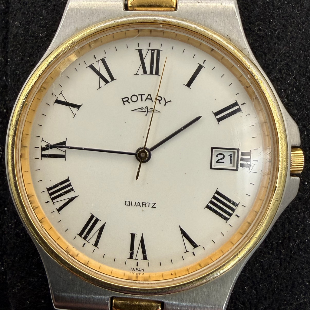 Rotary Two Tone White Roman Dial Quartz Date Watch 35mm (Fully Tested and Working- £35.00