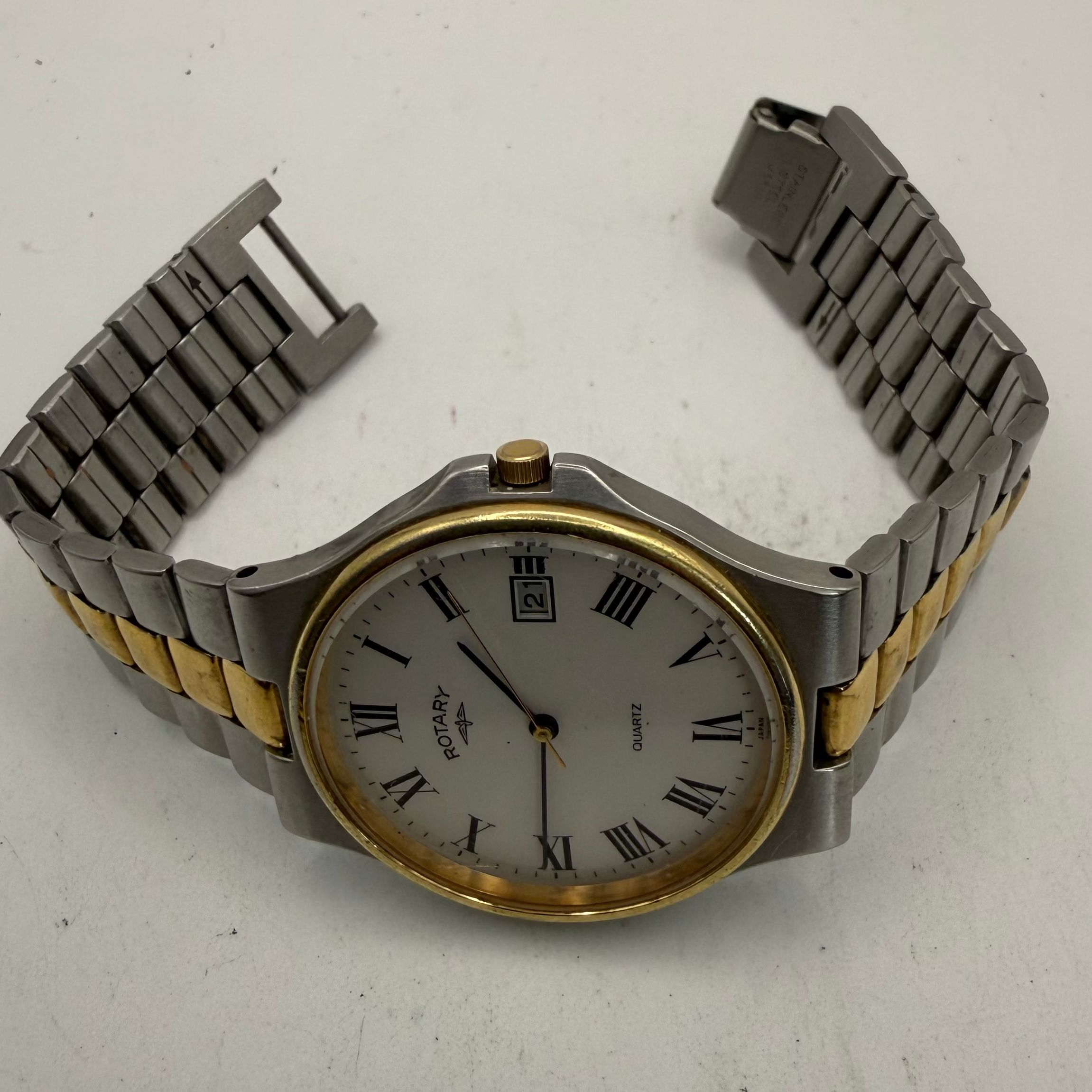 Rotary Two Tone White Roman Dial Quartz Date Watch 35mm (Fully Tested and Working- £35.00