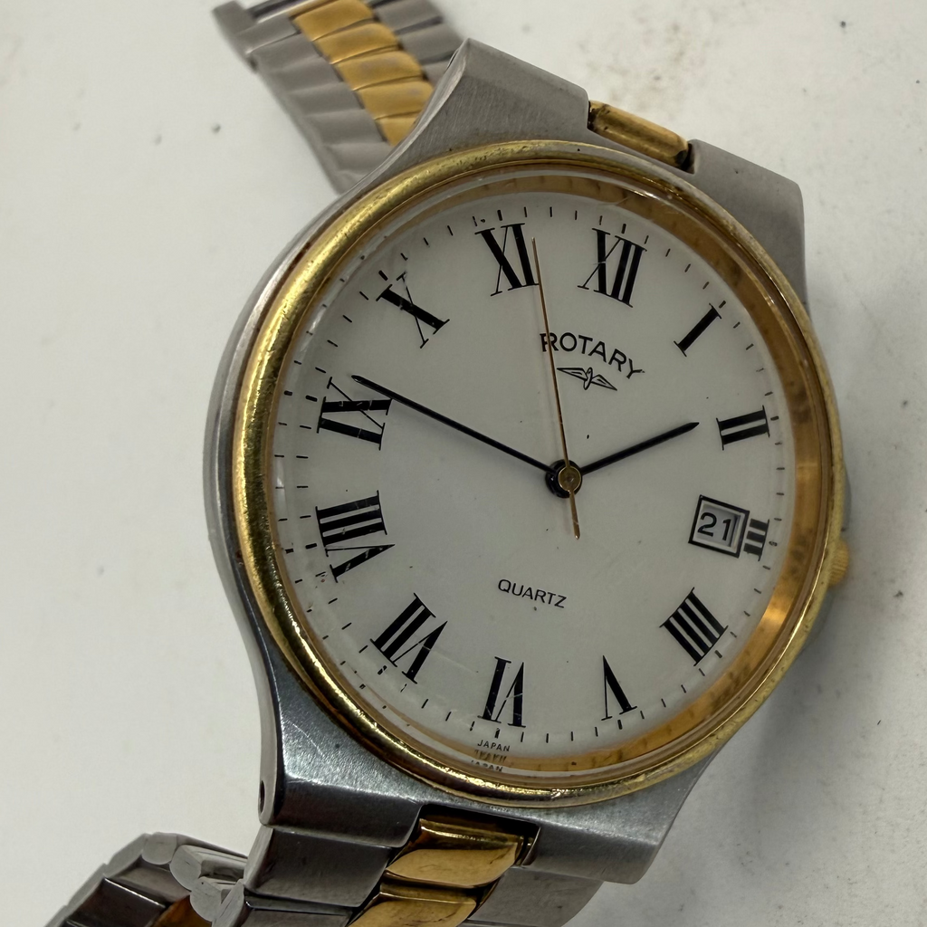 Rotary Two Tone White Roman Dial Quartz Date Watch 35mm (Fully Tested and Working- £35.00