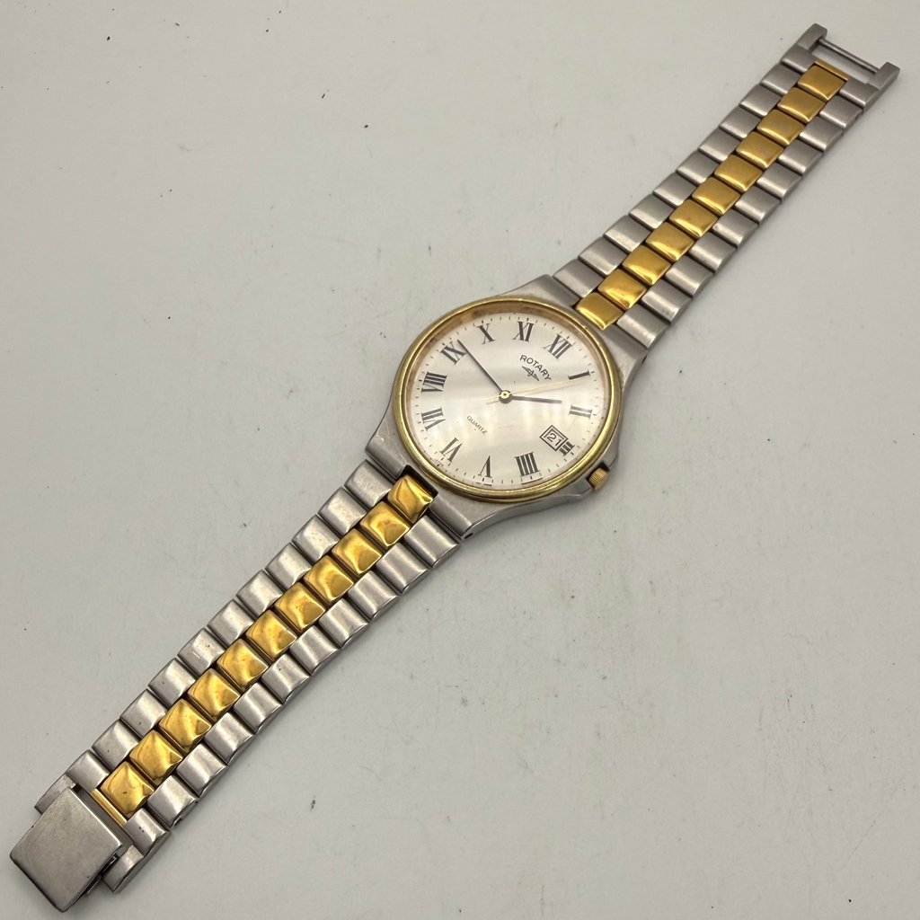 Rotary Two Tone White Roman Dial Quartz Date Watch 35mm (Fully Tested and Working- £35.00