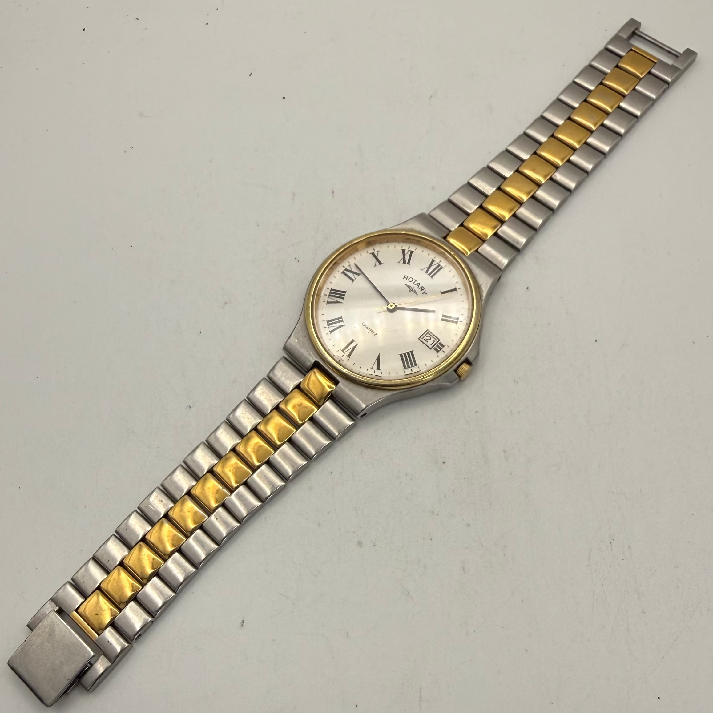 Rotary Two Tone White Roman Dial Quartz Date Watch 35mm (Fully Tested and Working- £35.00