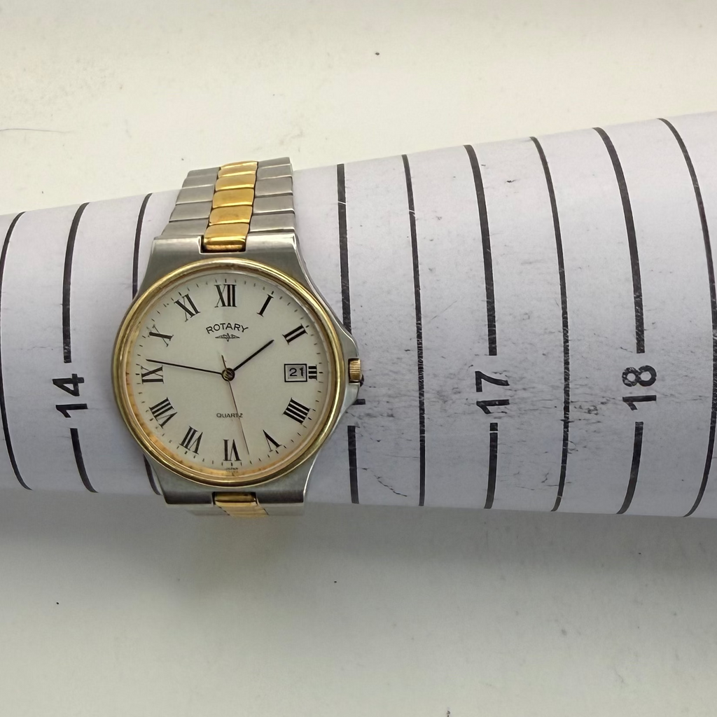 Rotary Two Tone White Roman Dial Quartz Date Watch 35mm (Fully Tested and Working- £35.00