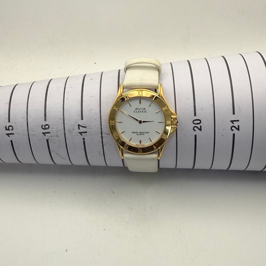 Avia Classic 100 Gold Plated White Dial Quartz Ladies Watch 37mm (Fully Tested and Working)- £25.00
