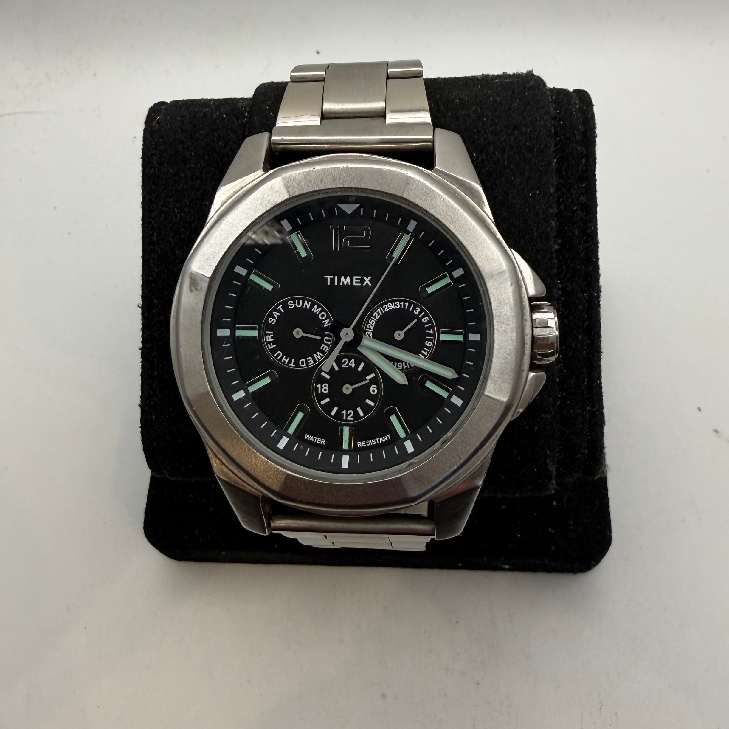 Timex Men's Chronograph Style Quartz Watch Black Dial Stainless Steel Bracelet 50mm- £45.00
