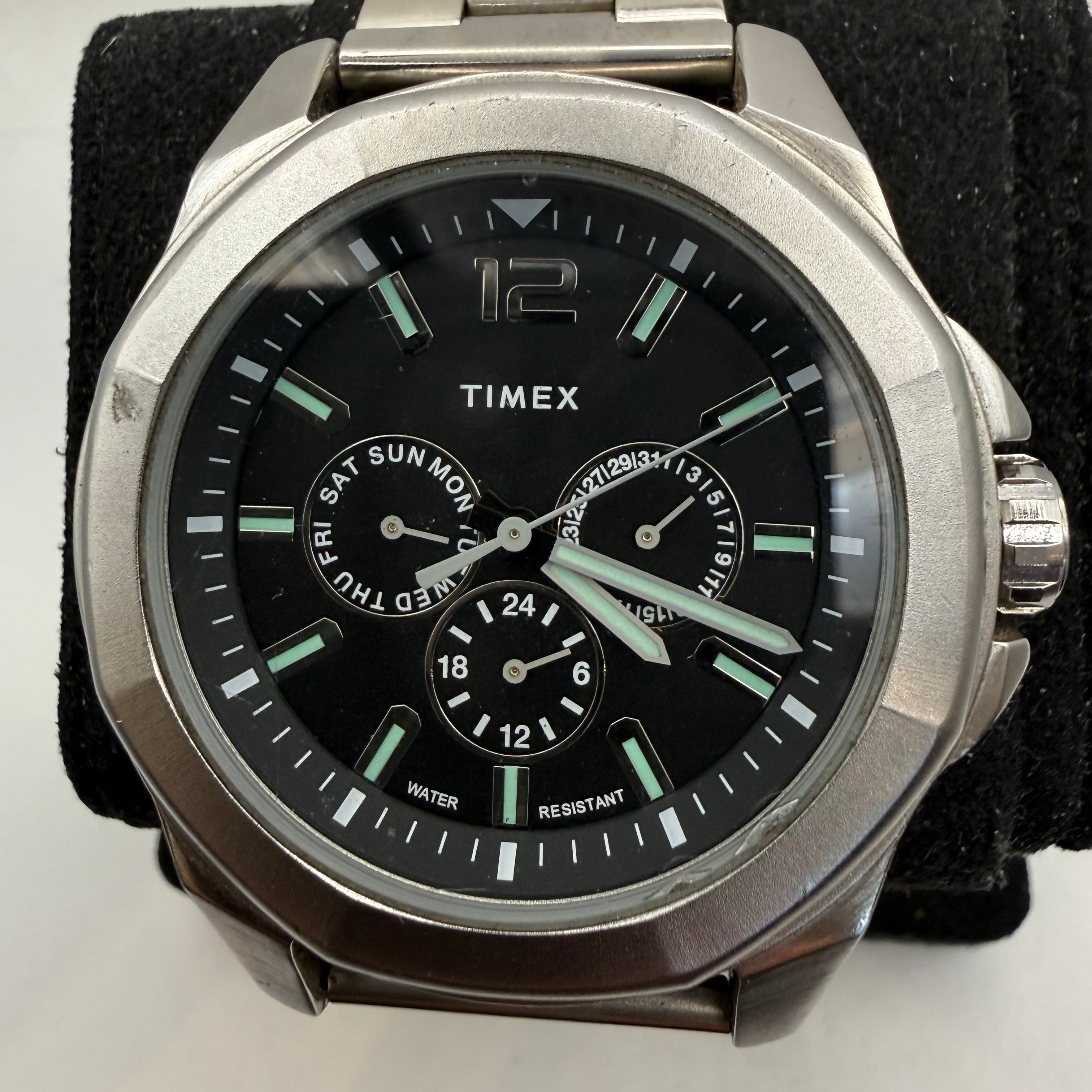 Timex Men's Chronograph Style Quartz Watch Black Dial Stainless Steel Bracelet 50mm- £45.00