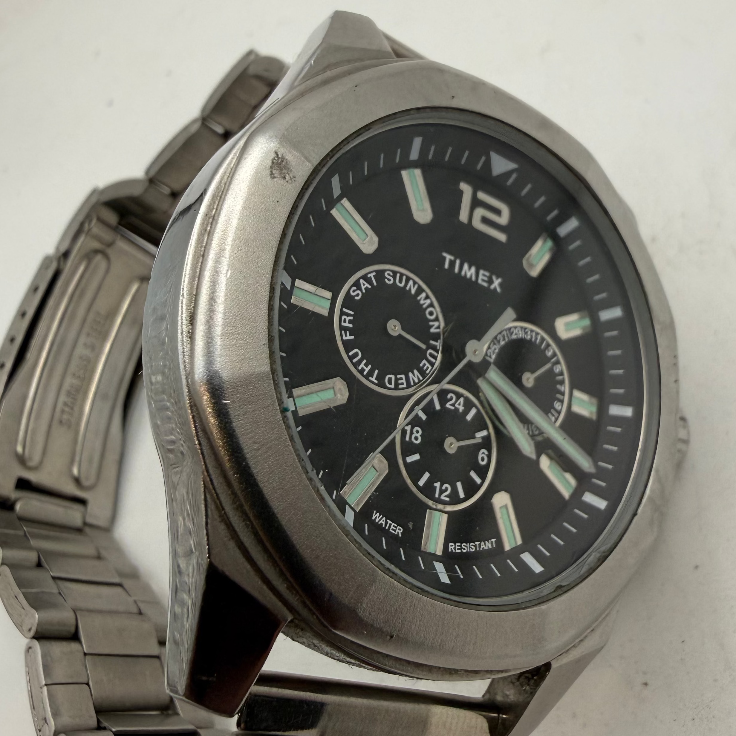 Timex Men's Chronograph Style Quartz Watch Black Dial Stainless Steel Bracelet 50mm- £45.00