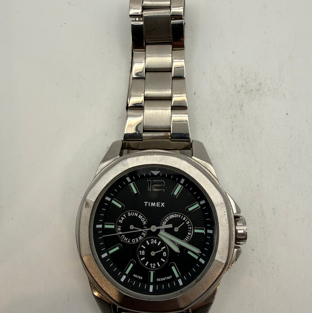 Timex Men's Chronograph Style Quartz Watch Black Dial Stainless Steel Bracelet 50mm- £45.00