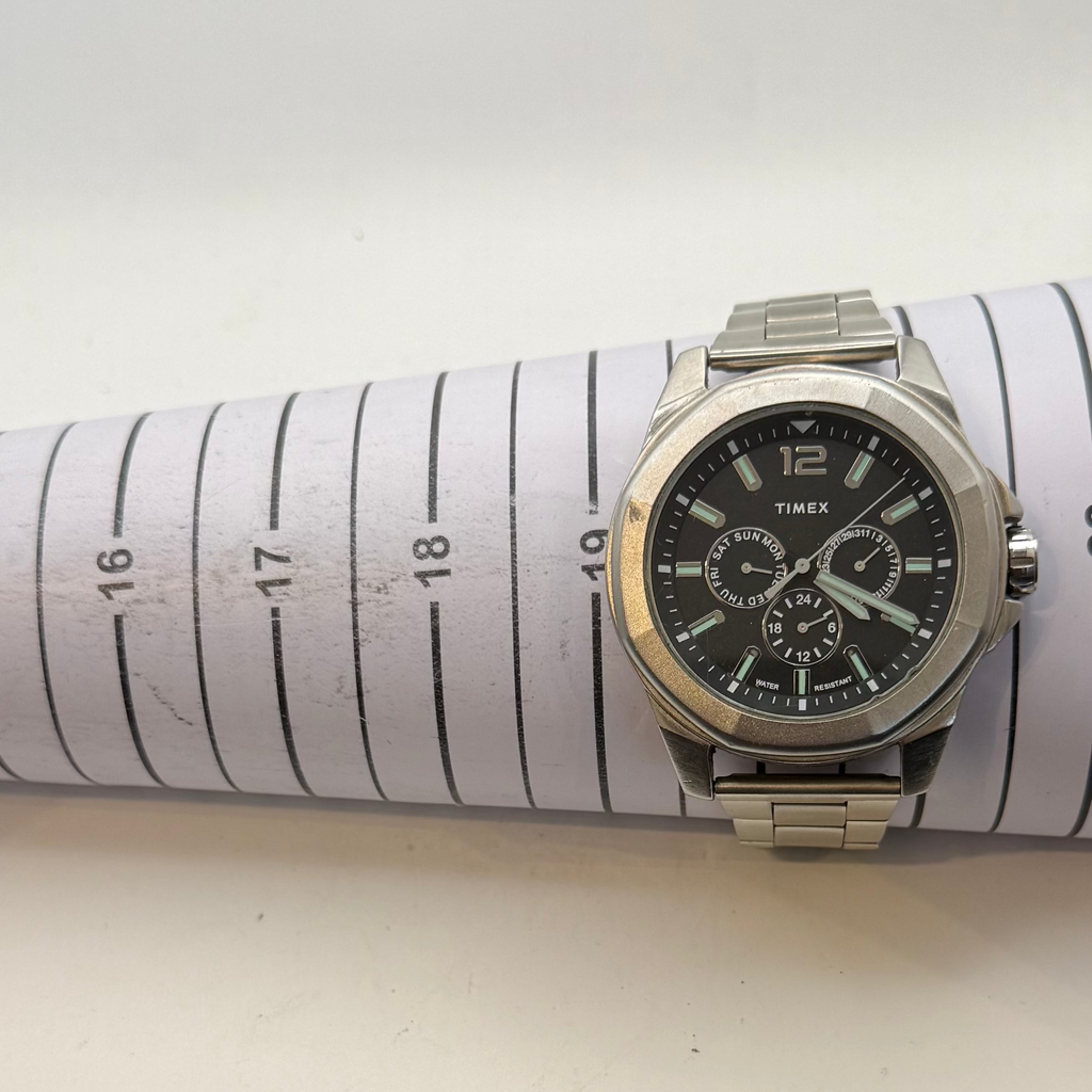Timex Men's Chronograph Style Quartz Watch Black Dial Stainless Steel Bracelet 50mm- £45.00