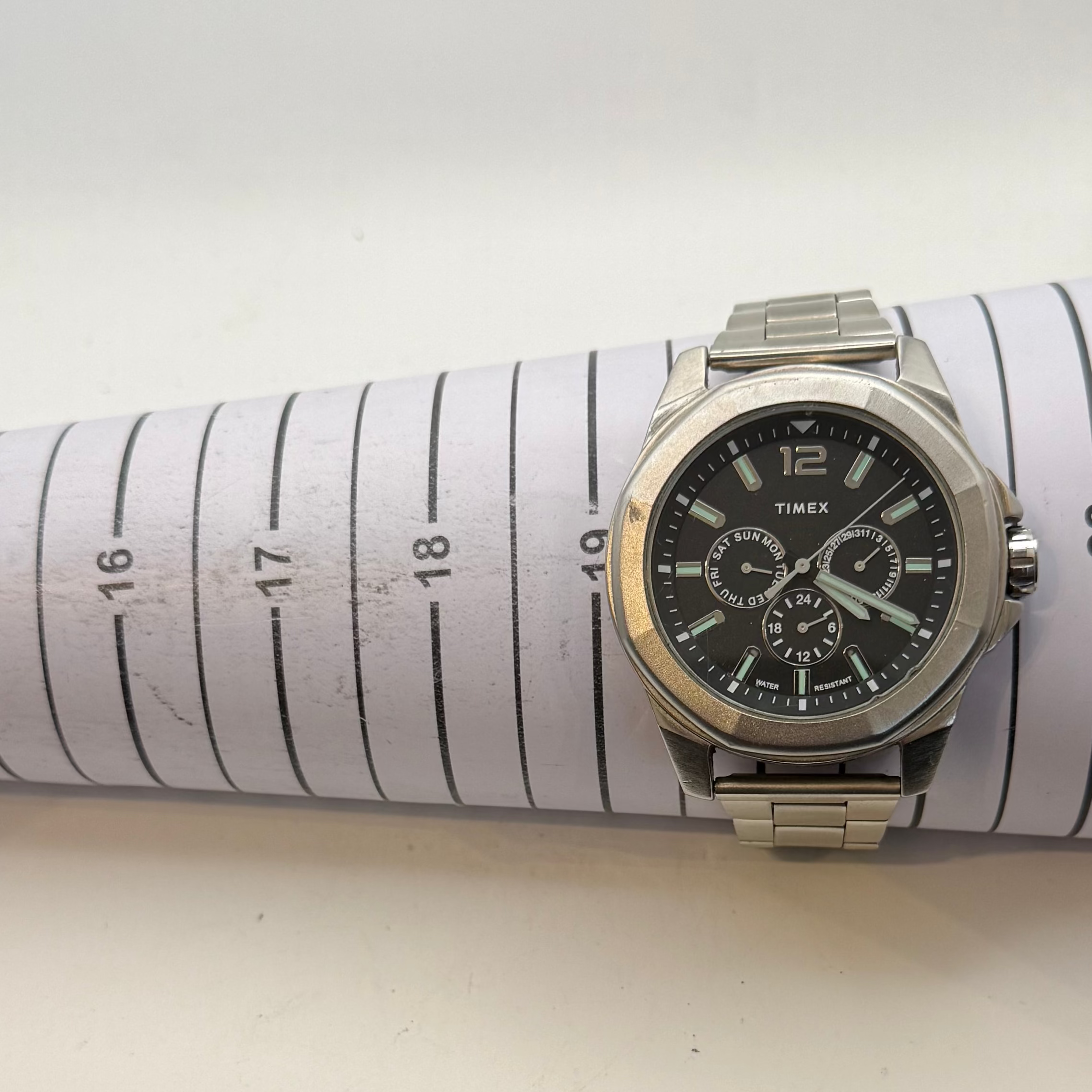 Timex Men's Chronograph Style Quartz Watch Black Dial Stainless Steel Bracelet 50mm- £45.00