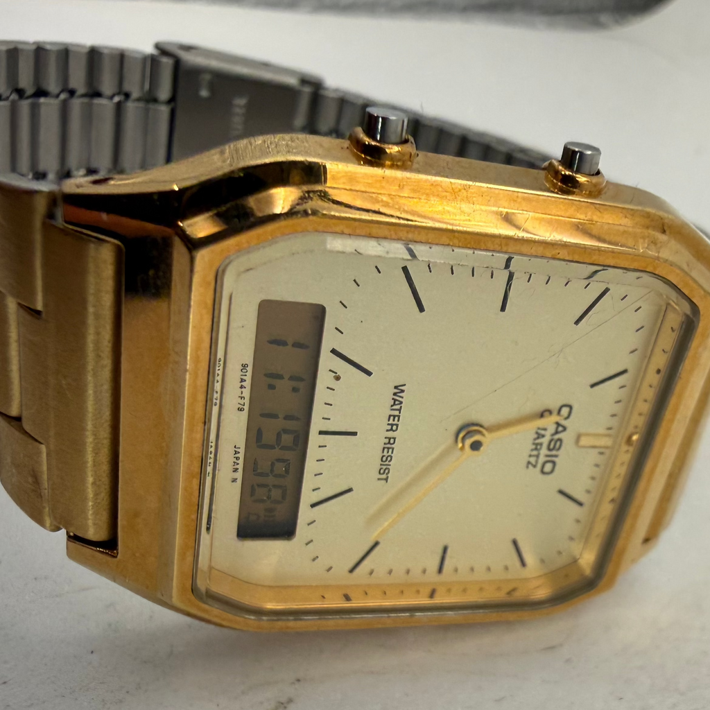 Casio AQ-230 Gold-Tone Ana-Digi Vintage Watch (Fully Tested and Working)- £50.00