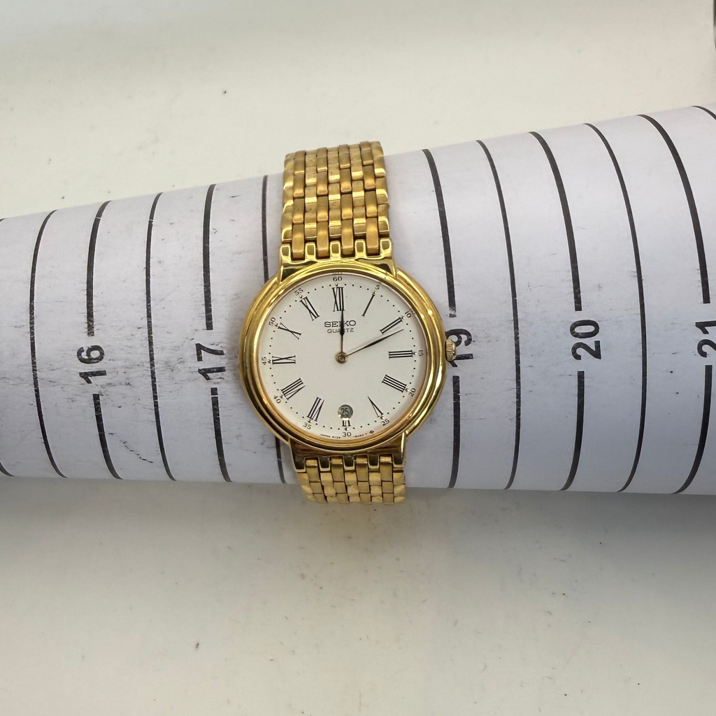 Seiko Gold-Tone Quartz Roman Numeral Date Watch 5Y30-6040 (Fully Tested and Working)- £80.00