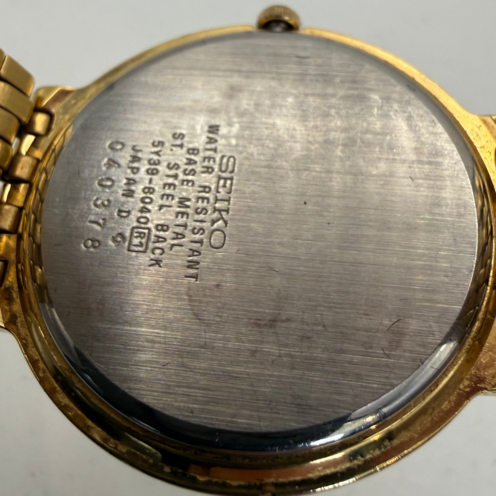 Seiko Gold-Tone Quartz Roman Numeral Date Watch 5Y30-6040 (Fully Tested and Working)- £80.00