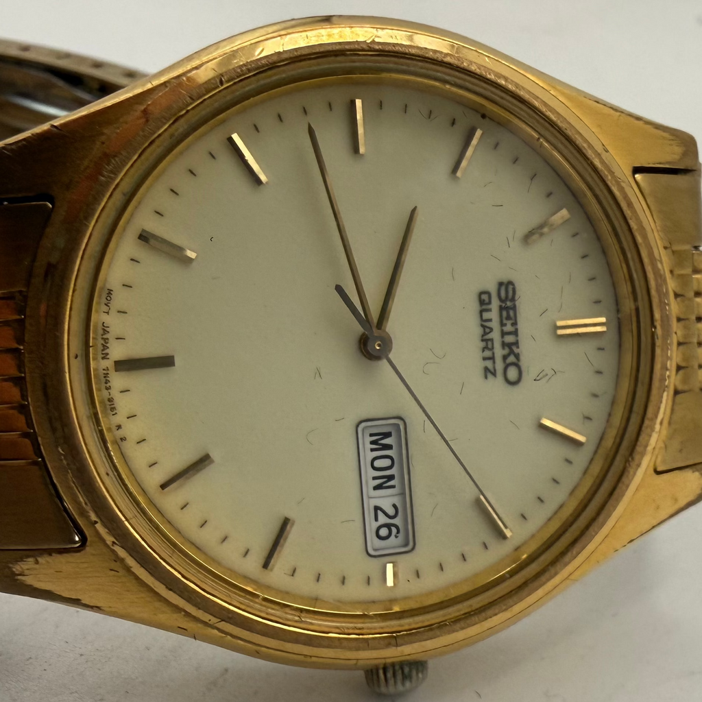 Seiko Quartz Day/Date Gold-Tone Men's Watch 7N43-9041 (Fully Tested and Working)- £80.00
