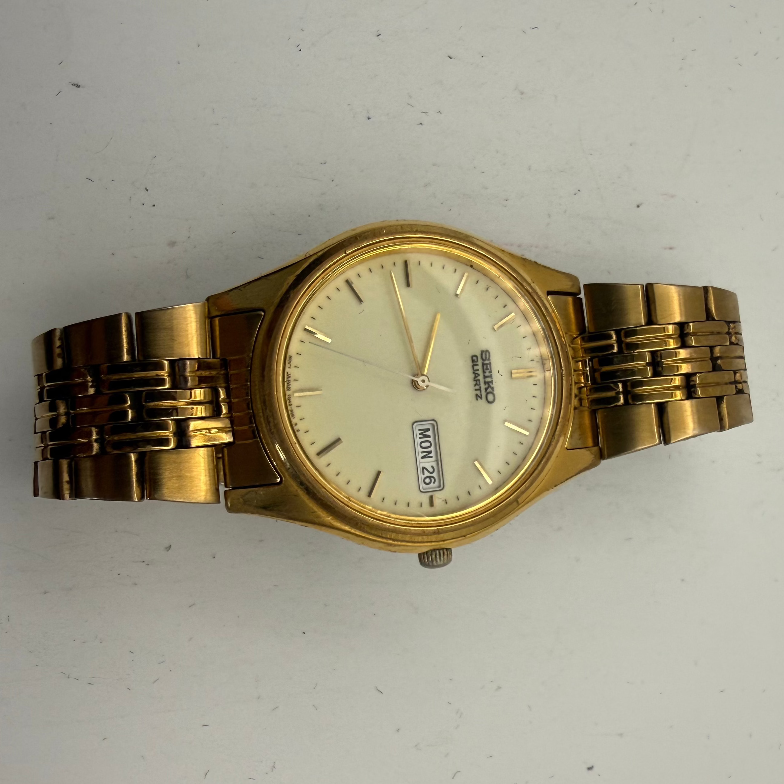 Seiko Quartz Day/Date Gold-Tone Men's Watch 7N43-9041 (Fully Tested and Working)- £80.00