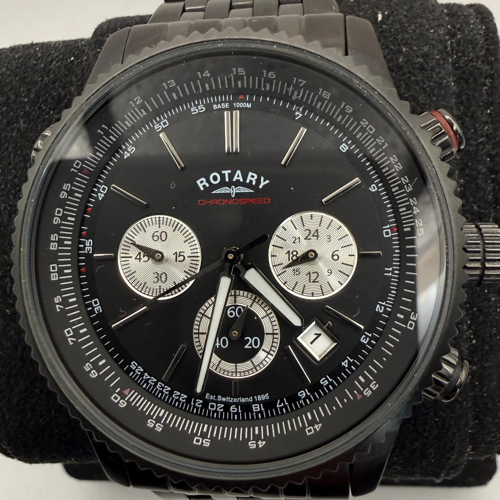 Rotary Chronospeed Black Chronograph Men's Watch GB03778/04 (Fully Tested and Working)- £100.00