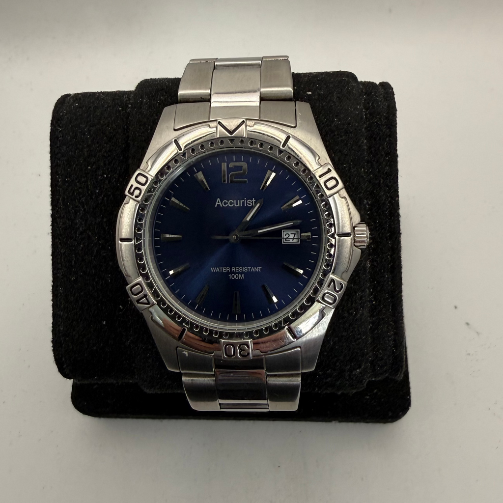 Accurist MB766 Blue Dial Stainless Steel Men's Quartz Watch (Fully Tested and Working)- £35.00
