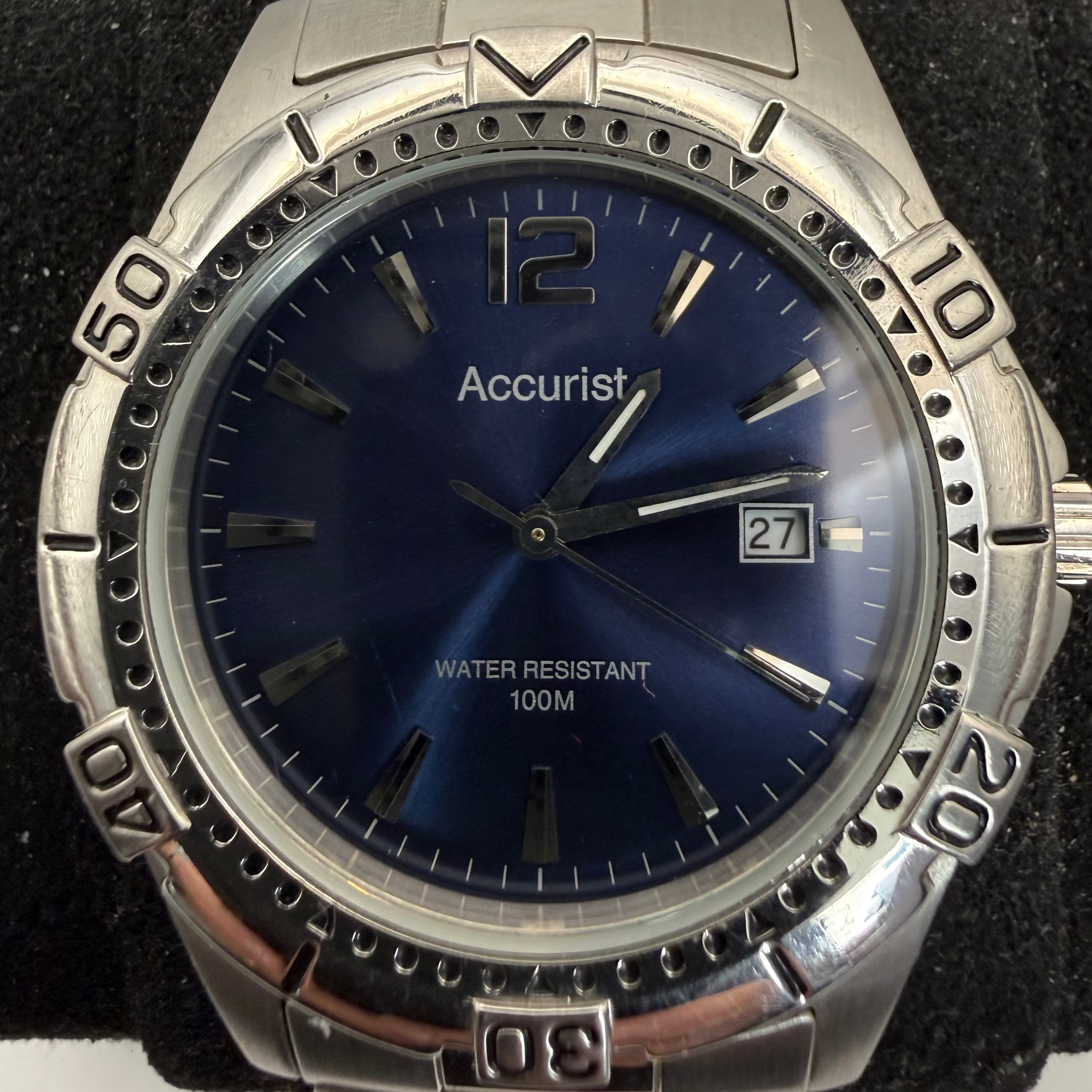 Accurist MB766 Blue Dial Stainless Steel Men's Quartz Watch (Fully Tested and Working)- £35.00