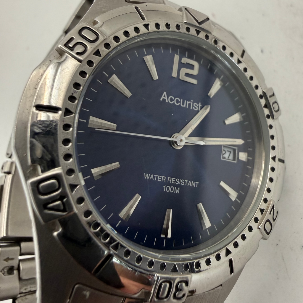 Accurist MB766 Blue Dial Stainless Steel Men's Quartz Watch (Fully Tested and Working)- £35.00