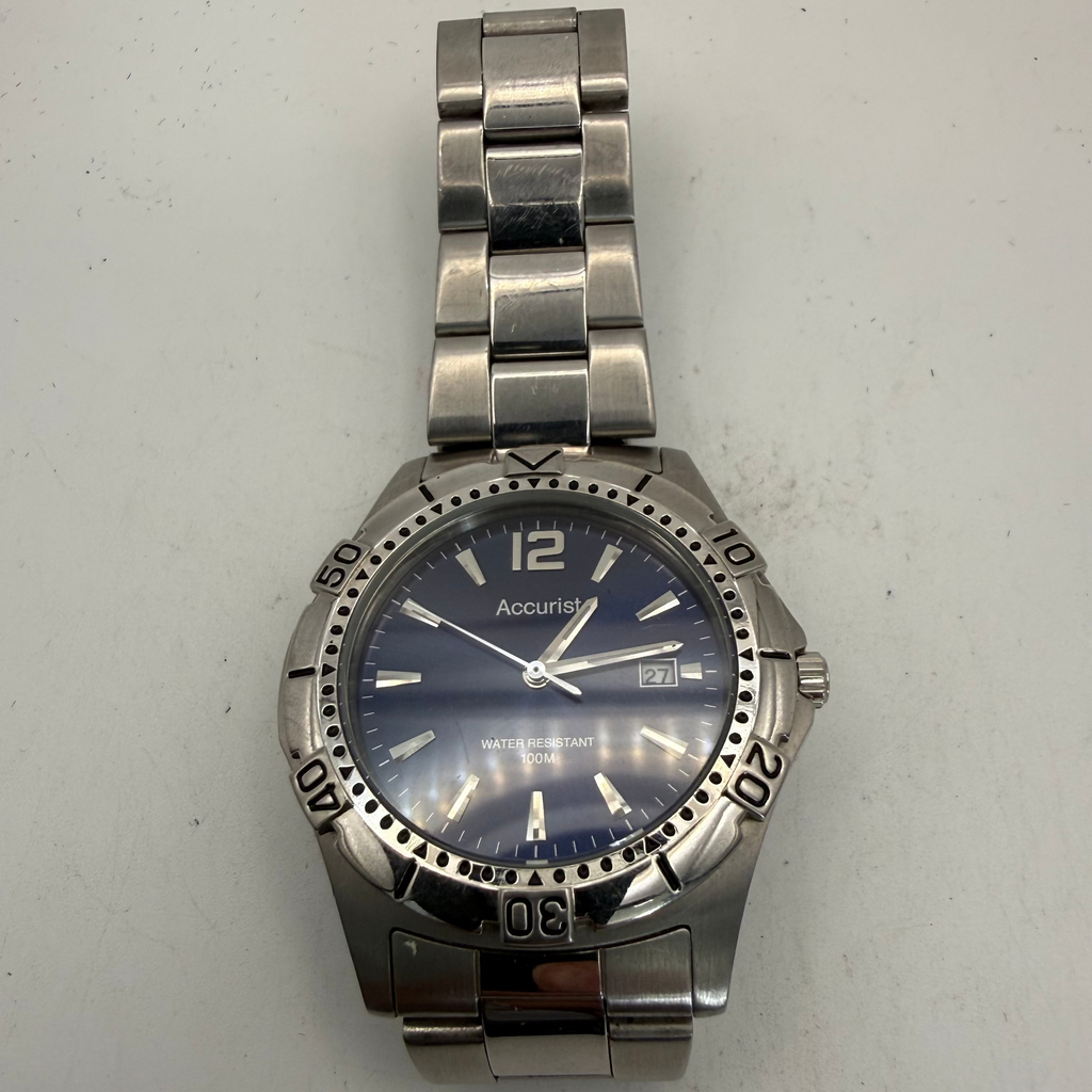 Accurist MB766 Blue Dial Stainless Steel Men's Quartz Watch (Fully Tested and Working)- £35.00
