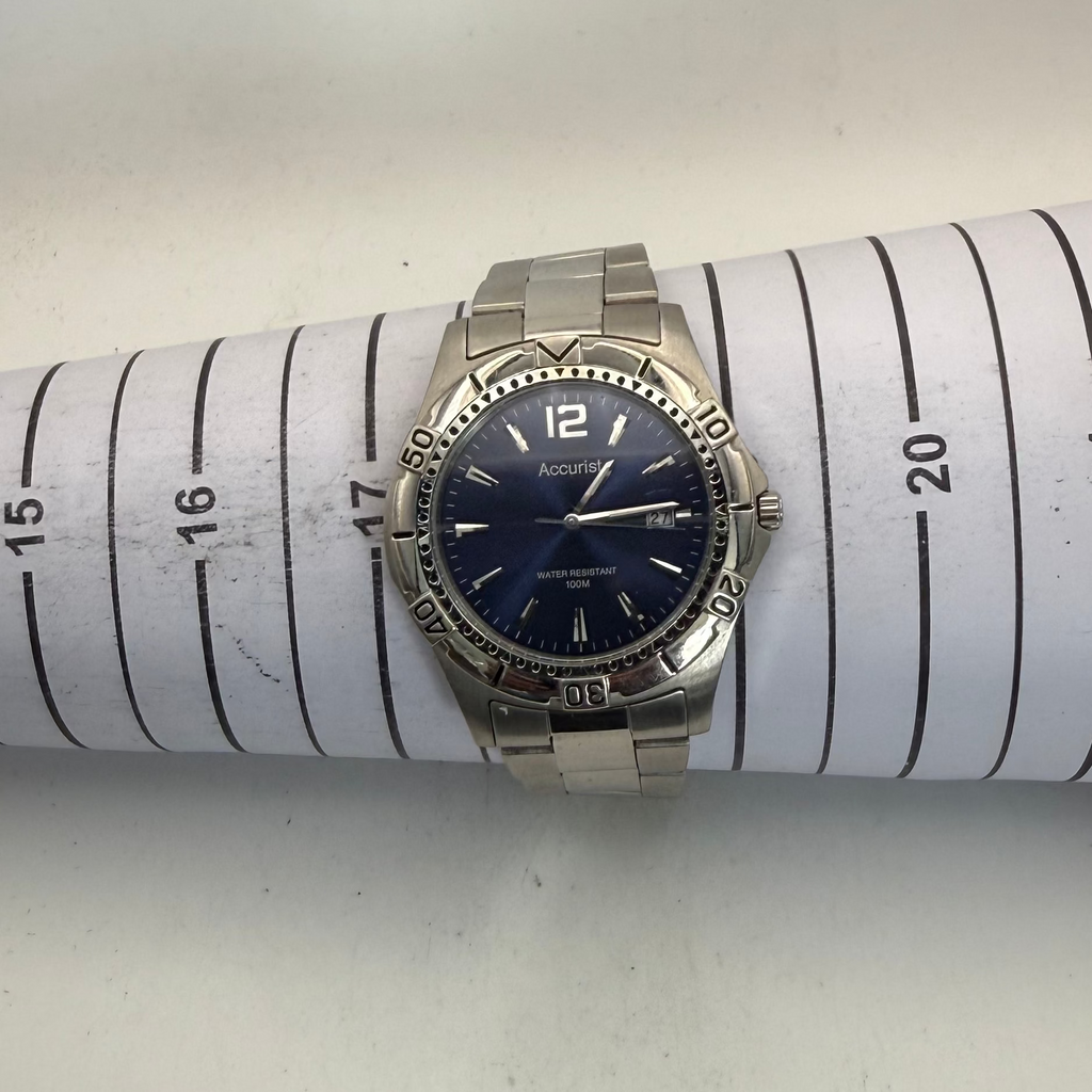 Accurist MB766 Blue Dial Stainless Steel Men's Quartz Watch (Fully Tested and Working)- £35.00