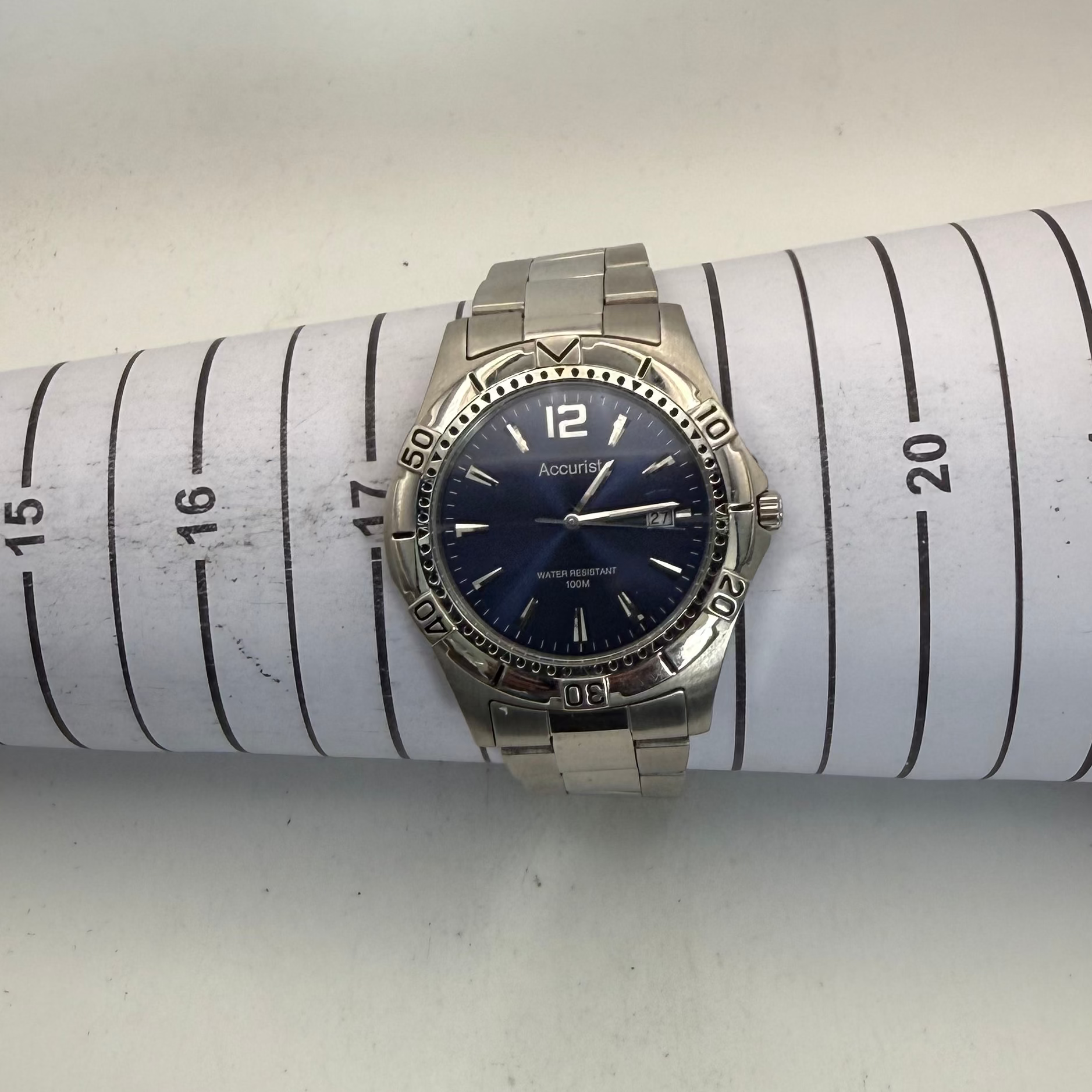 Accurist MB766 Blue Dial Stainless Steel Men's Quartz Watch (Fully Tested and Working)- £35.00