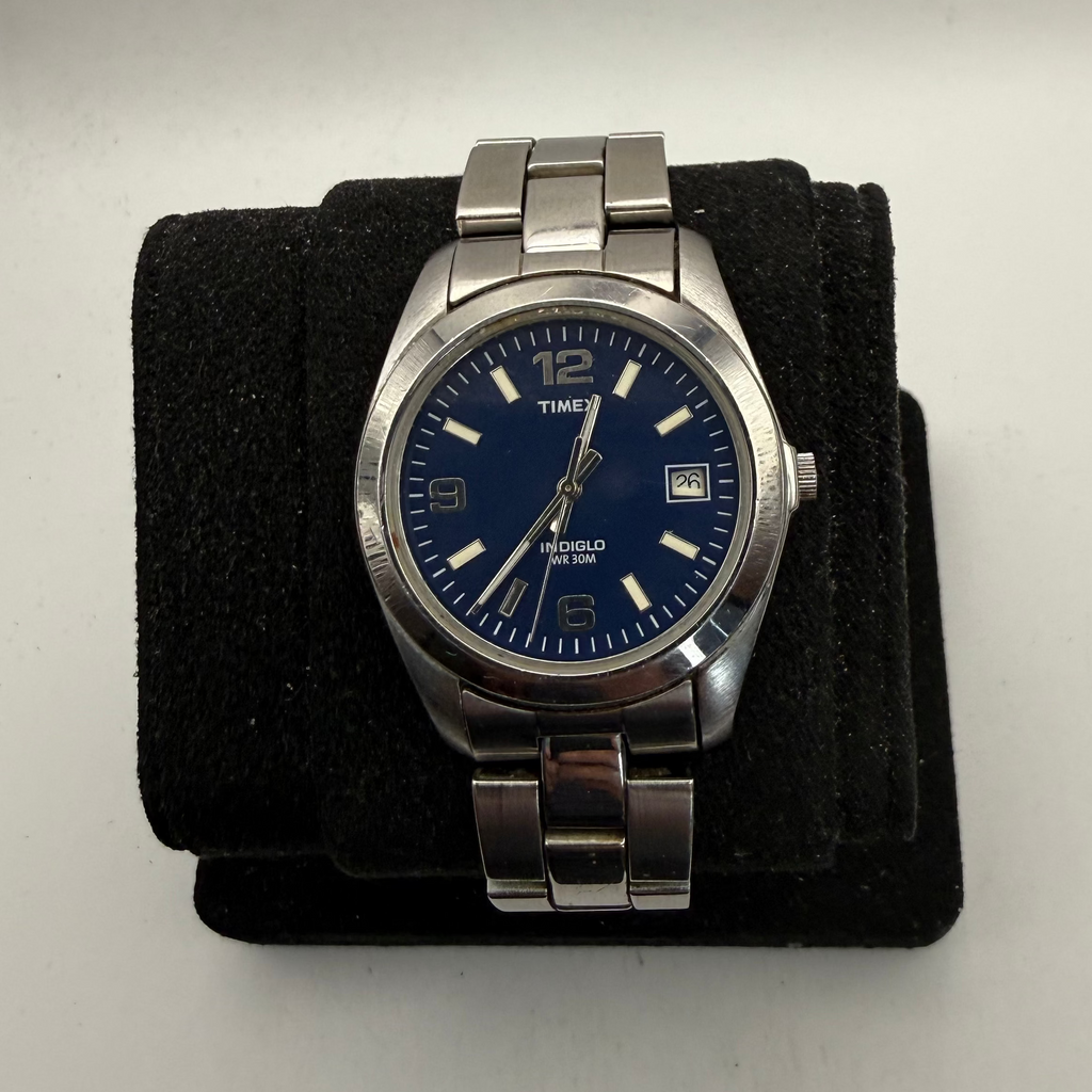 Timex Indiglo Blue Dial Date Stainless Steel Quartz Watch (Fully Tested and Working)- £25.00