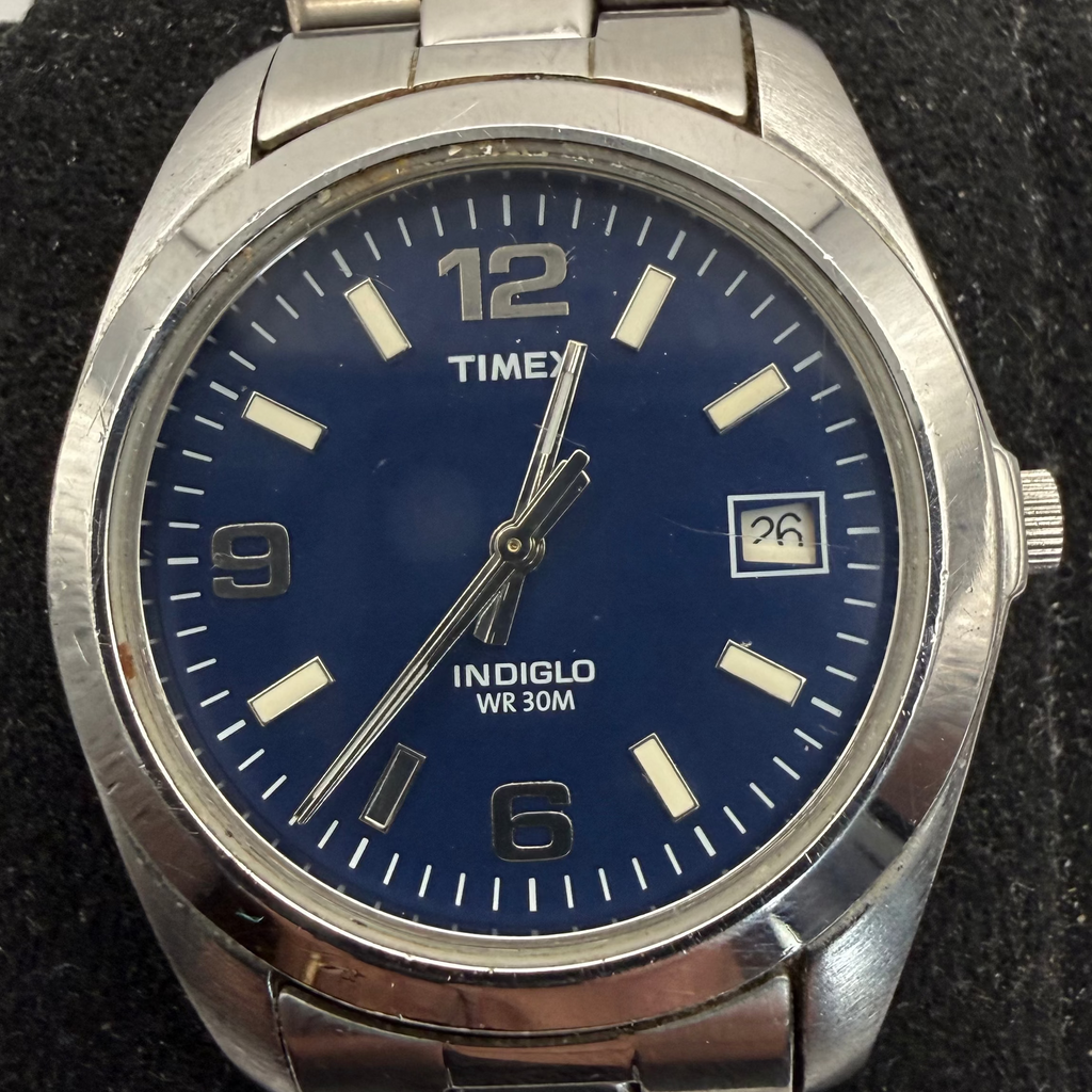 Timex Indiglo Blue Dial Date Stainless Steel Quartz Watch (Fully Tested and Working)- £25.00