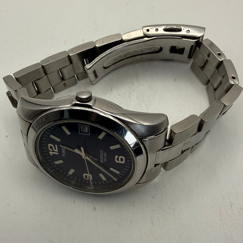 Timex Indiglo Blue Dial Date Stainless Steel Quartz Watch (Fully Tested and Working)- £25.00