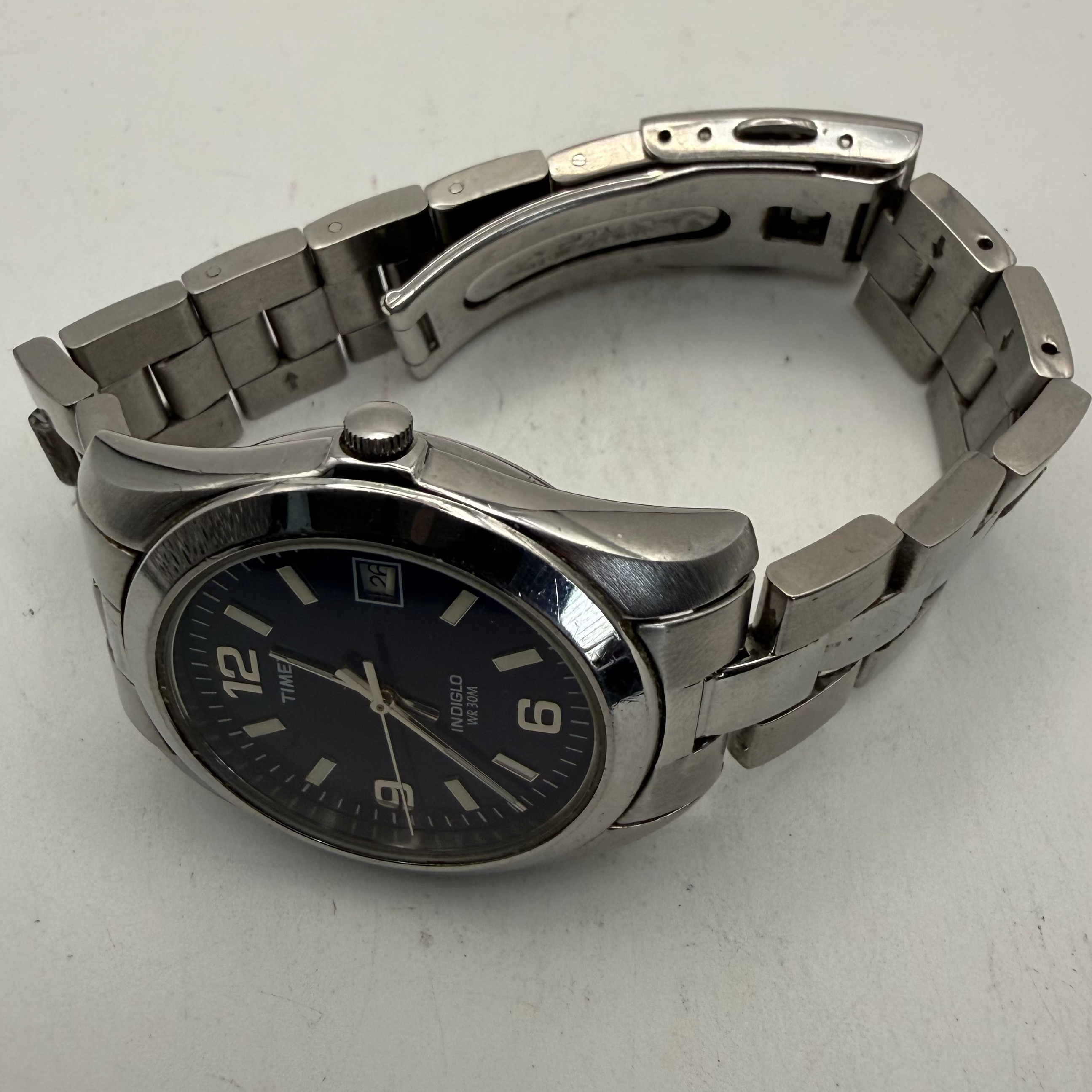 Timex Indiglo Blue Dial Date Stainless Steel Quartz Watch (Fully Tested and Working)- £25.00