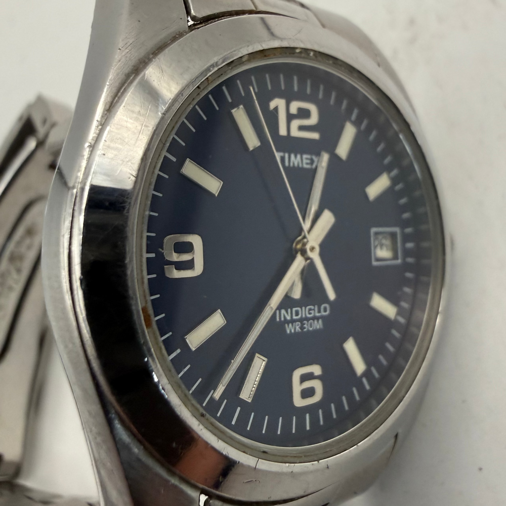 Timex Indiglo Blue Dial Date Stainless Steel Quartz Watch (Fully Tested and Working)- £25.00