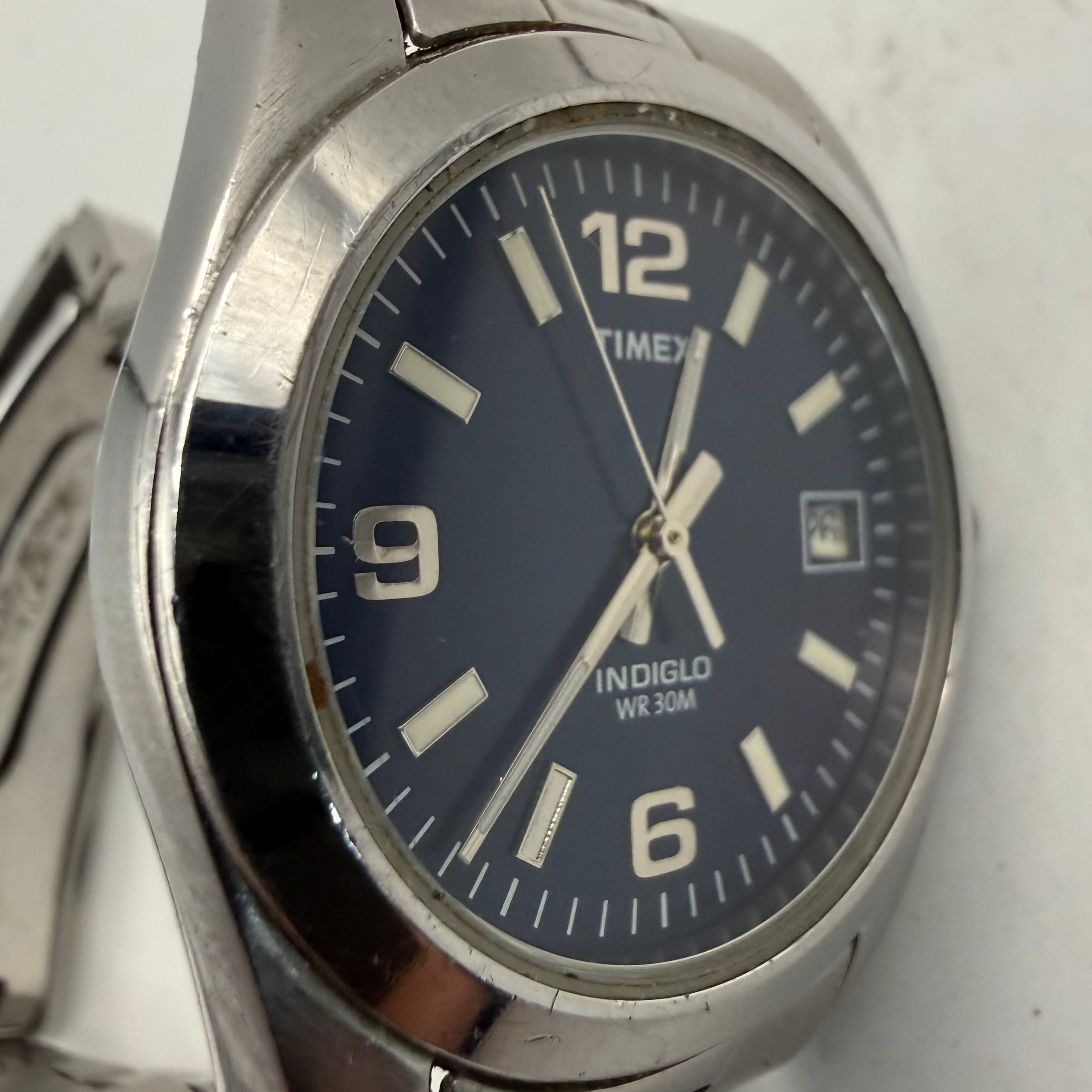Timex Indiglo Blue Dial Date Stainless Steel Quartz Watch (Fully Tested and Working)- £25.00