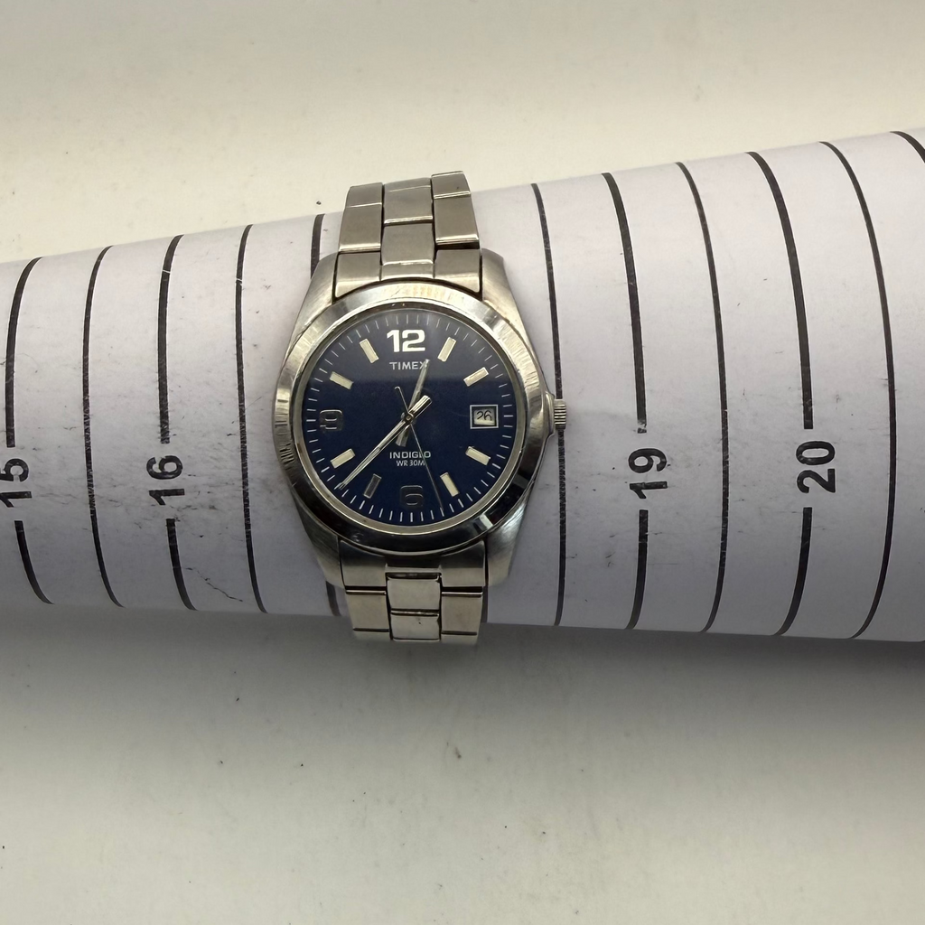 Timex Indiglo Blue Dial Date Stainless Steel Quartz Watch (Fully Tested and Working)- £25.00
