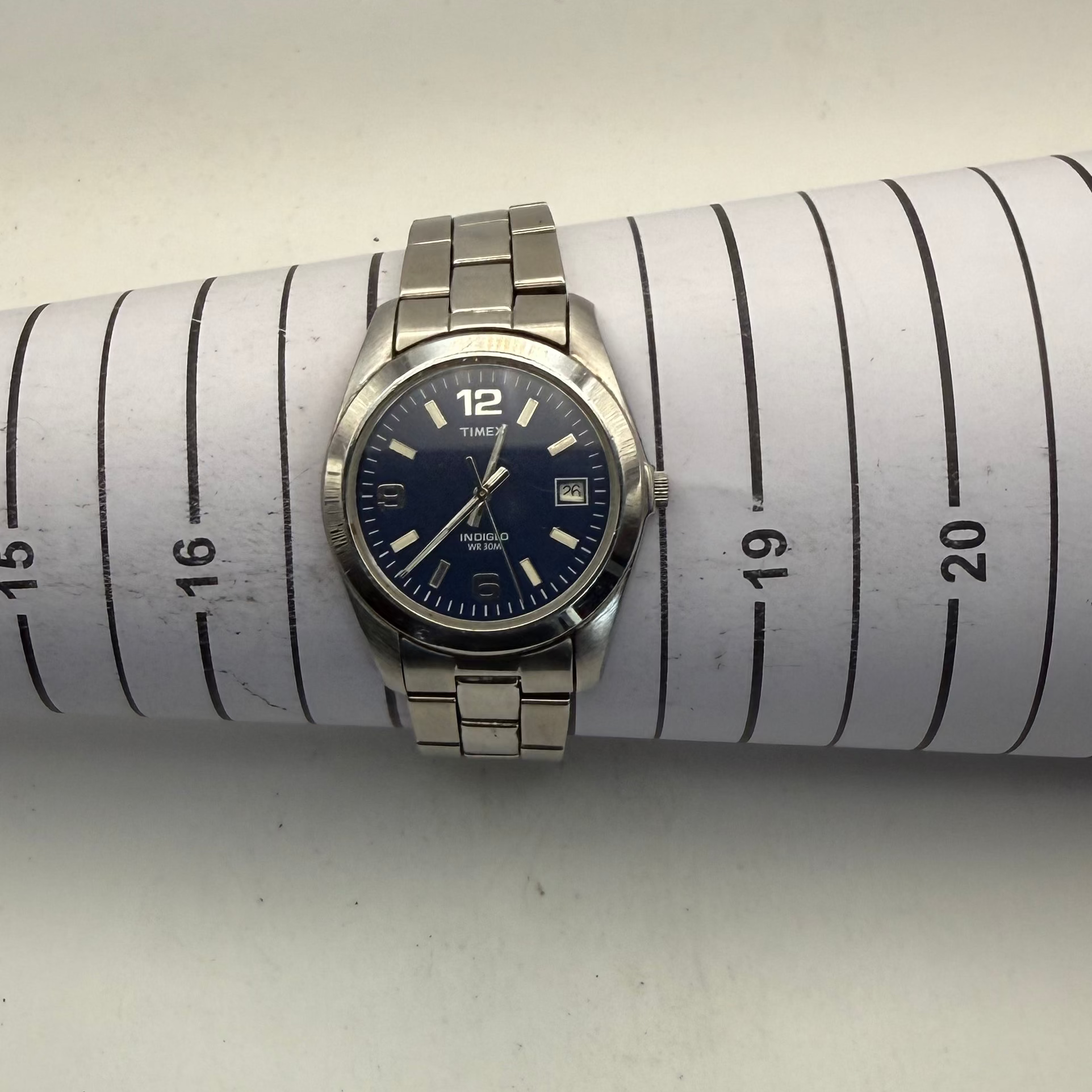 Timex Indiglo Blue Dial Date Stainless Steel Quartz Watch (Fully Tested and Working)- £25.00